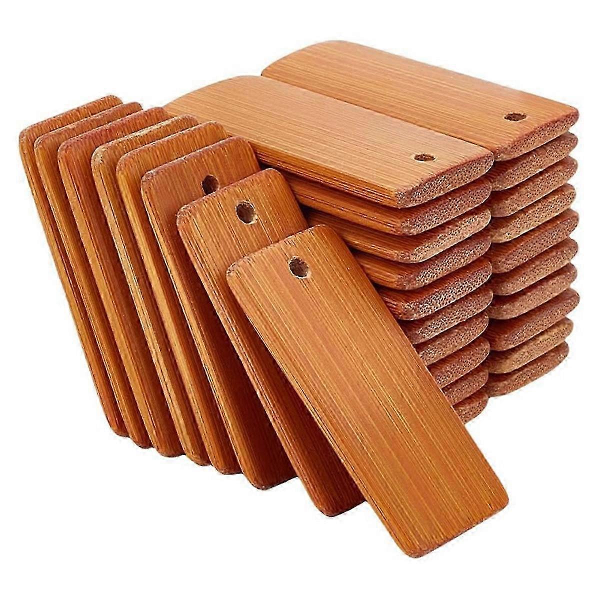 60PCS Wooden Tags Key Ring Blanks for Keychain Wine Bottle