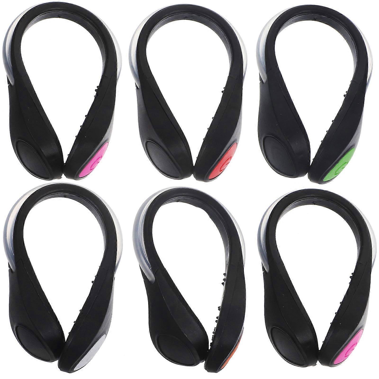Black Clip On Running Light 6Pcs Safety Lighting For Joggers With Rectangular Shape For Evening Cycling