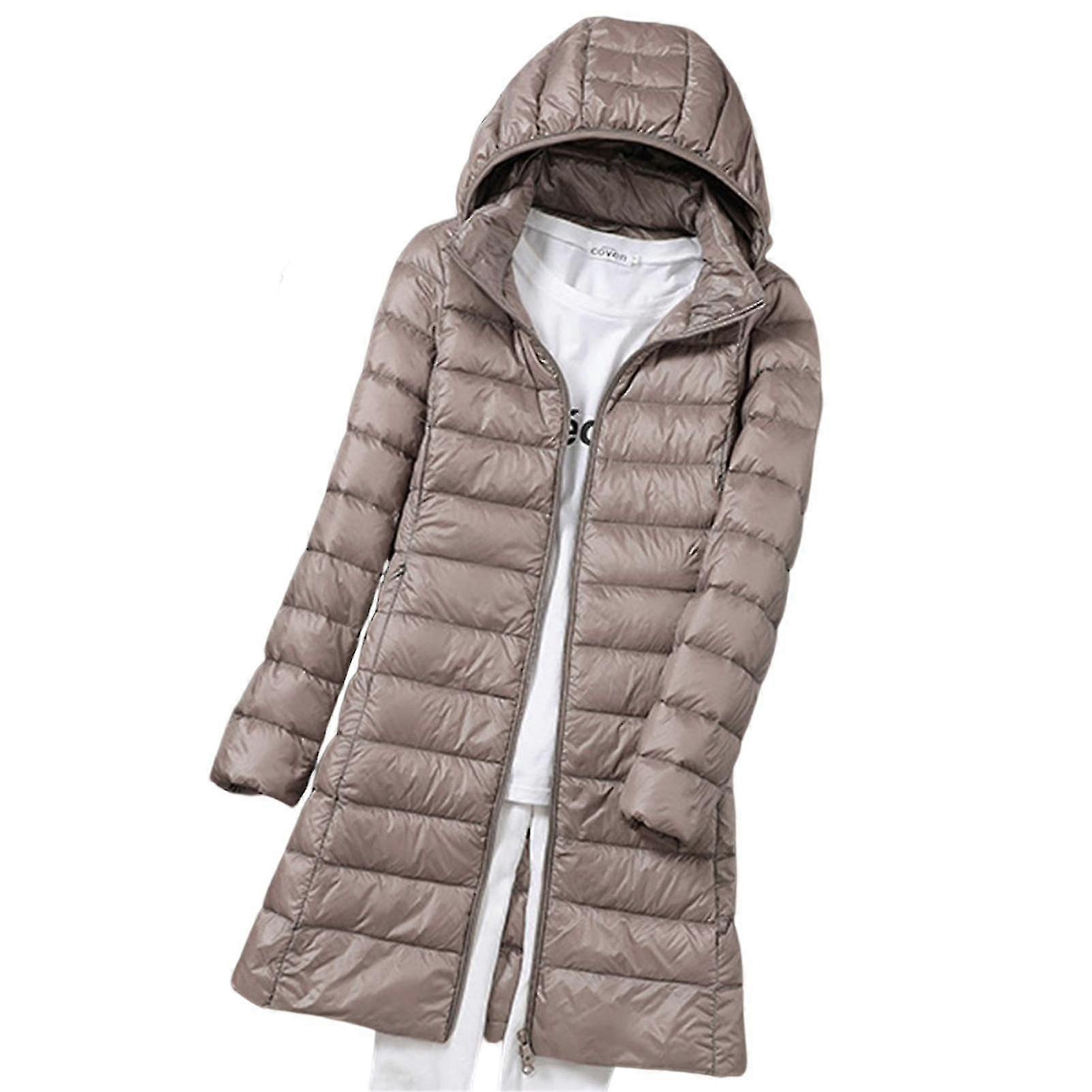 Women's Mid Length Duck Down Coat, Korean Version, Slim Fit