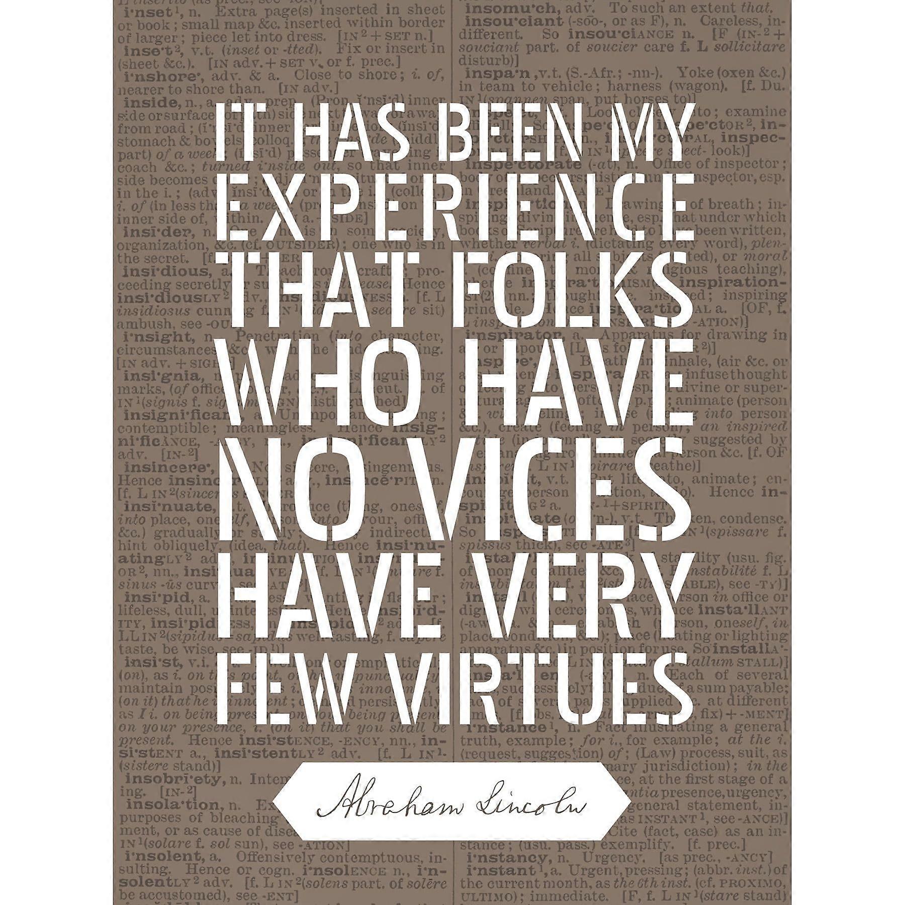 Λεξικό Σελίδα Παράθεση Αβραάμ Λίνκολν Κακίες Αρετές Premium Wall Art Καμβάς Εκτύπωση -yezhiaaa1045