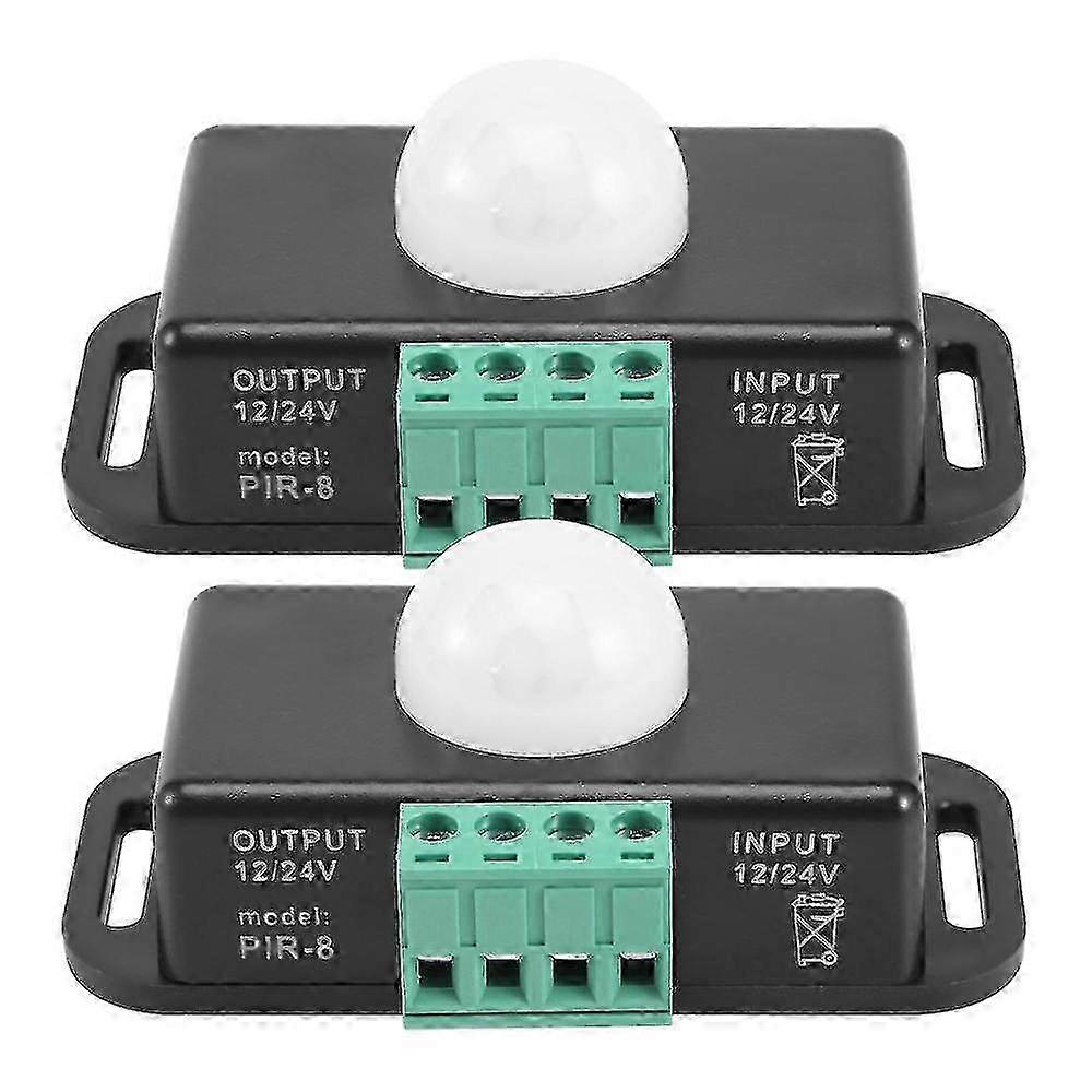Motion Sensor Switch, DC 12V-24V PIR Sensor for Flexible LED Strips Light, Adjustable Delay, 2 Pack
