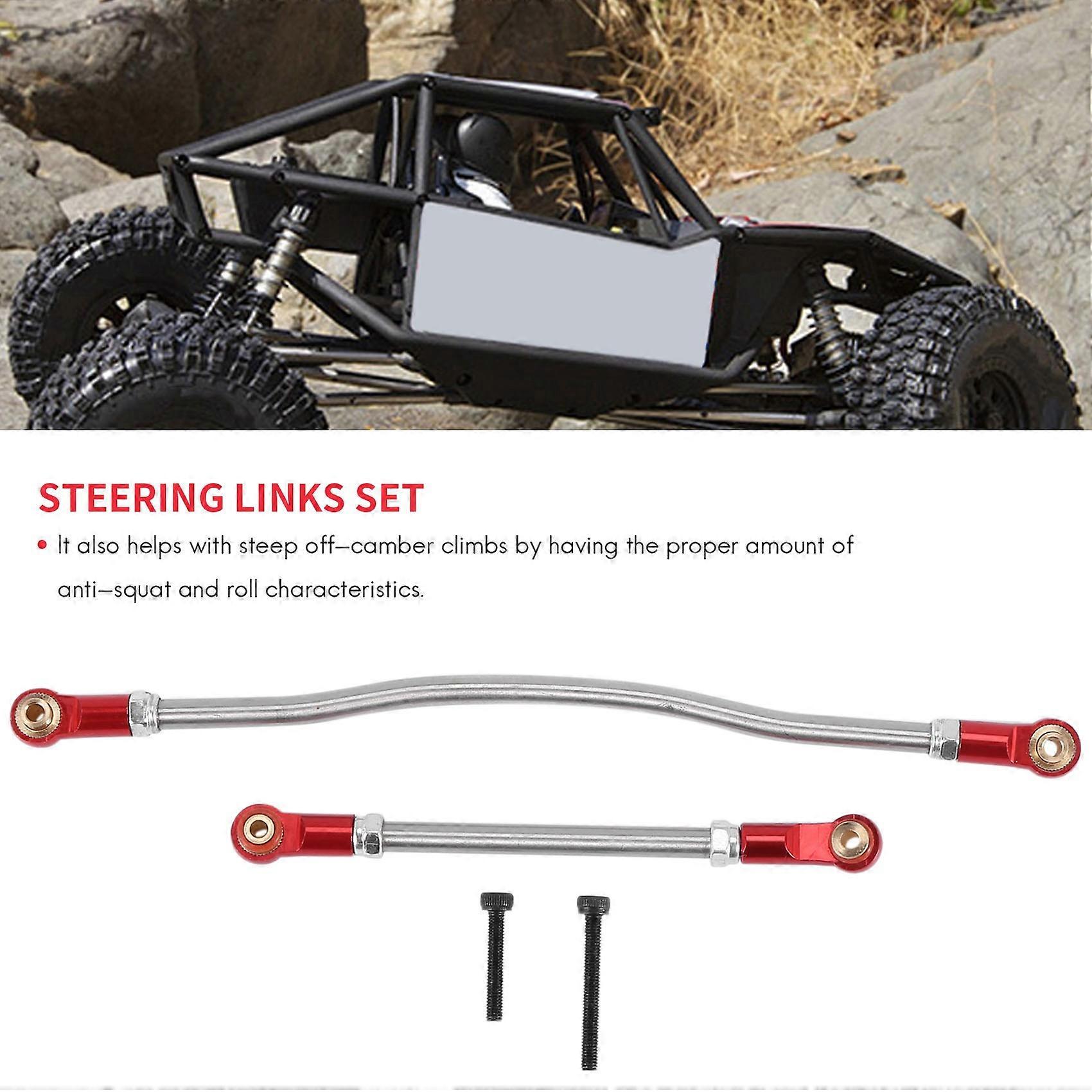 2Pcs Adjustable Steering Link Rod Metal Rod End for 1/10 RC,Red