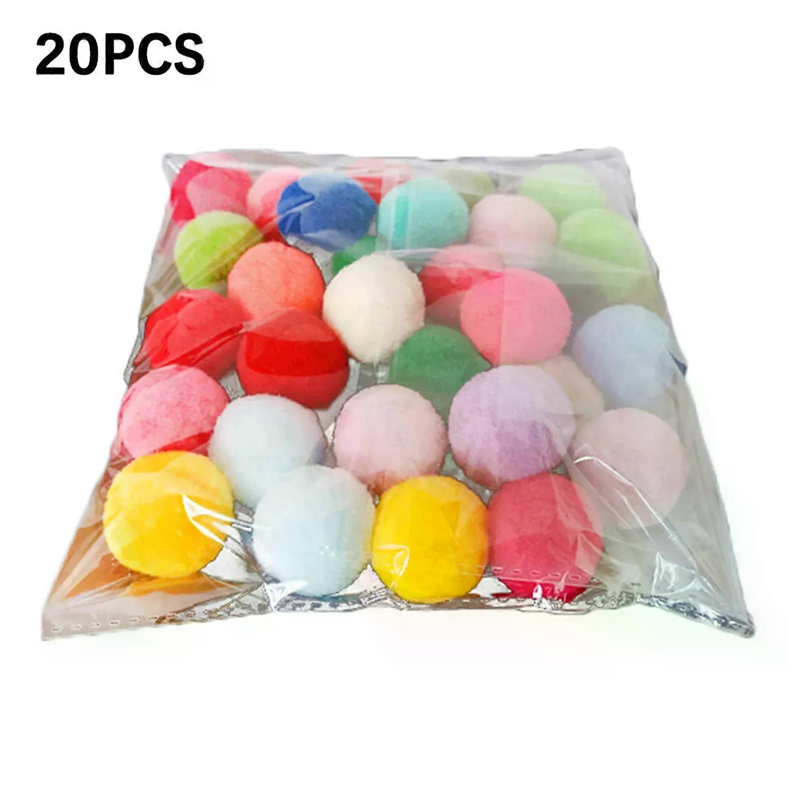 30Pcs 16/4cm Cat Toy Balls Bulk Soft Kitten Pompon Toy Indoor Cats Interactive Play Training Toy Plush Balls Cats Favorite Toy