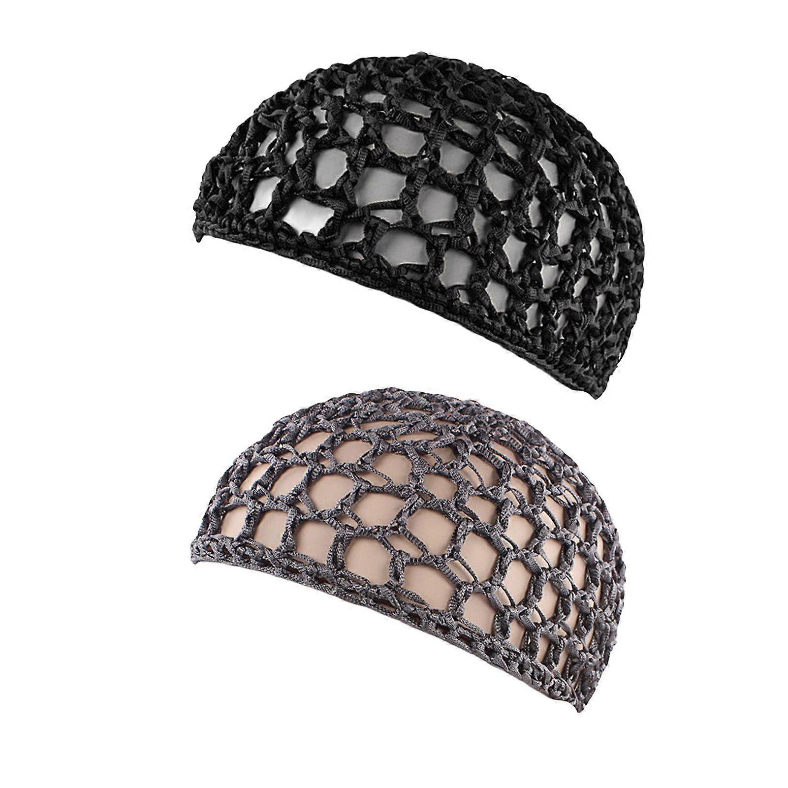 2 Pcs Nightcap Thick Yarn Crochet Elastic Hollow Out Net Multi-Purpose Mesh Cap for Sleeping Daily Wear Sleeping Hair Cap for Short to Medium Length H