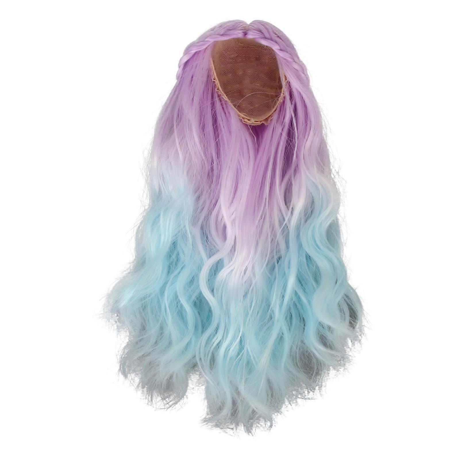 1/6 Doll Wig Gradient Colors Curly Style High Elasticity Smoothing Doll Making Hair for Replacement Decoration DIY Gradient Purple 