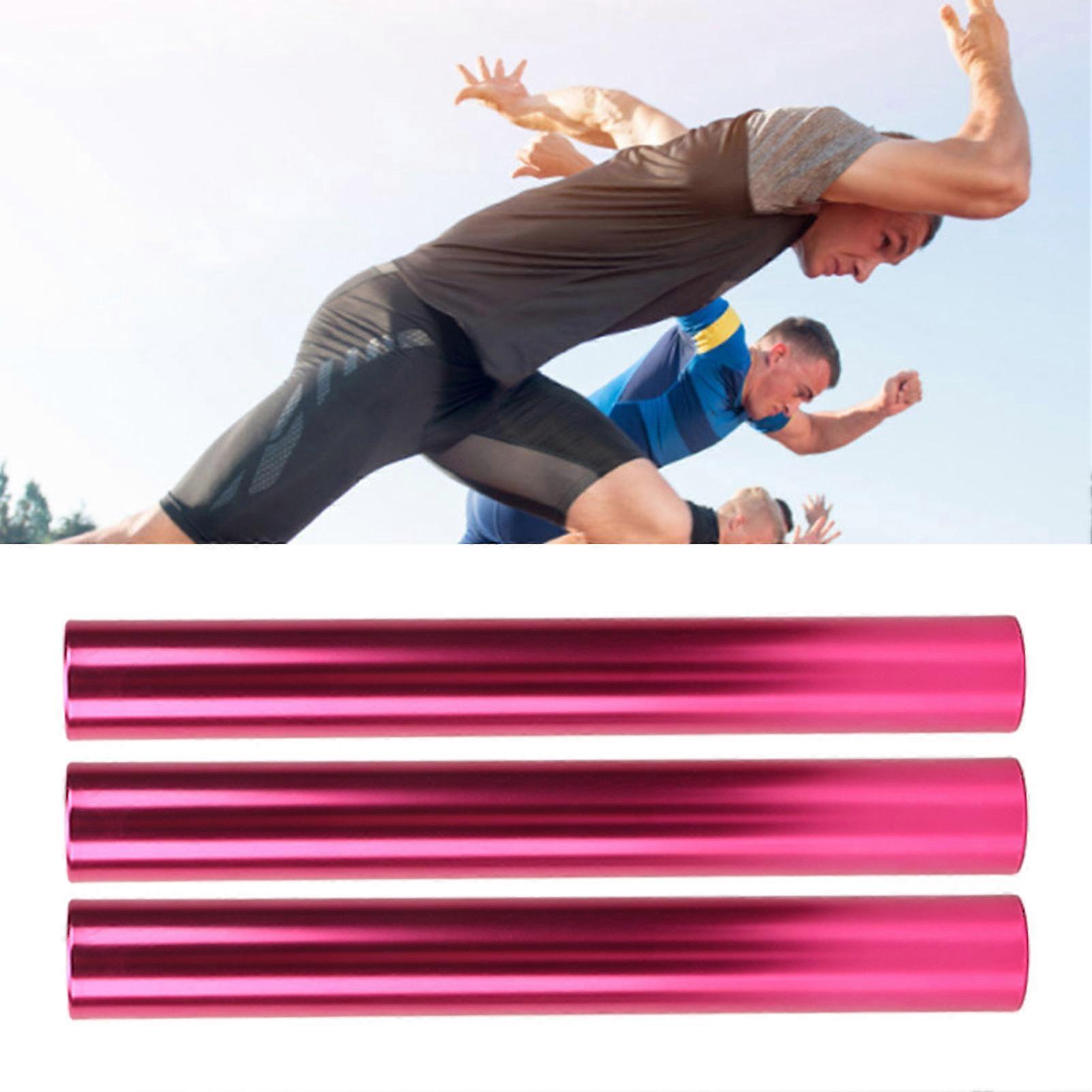 3Pcs Aluminum Alloy Track Field Relay Batons Track Batons Race Equipments for Running Race Team for Outdoor Running Race Student Relay Events Rose Re