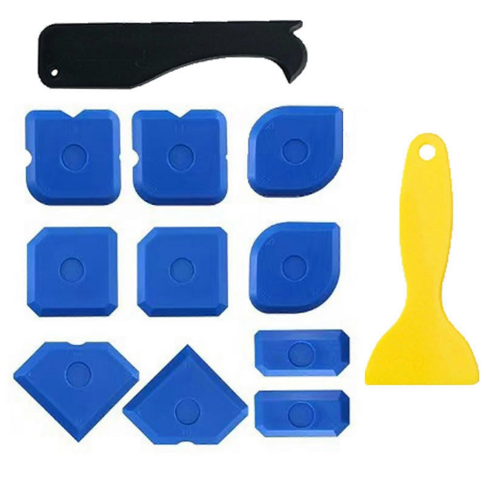 Multiple Size 12pcs Grout Removal Caulking Tool Plastic Scrapers For Seamless Surfaces Cleaning And Maintenance Multicolor