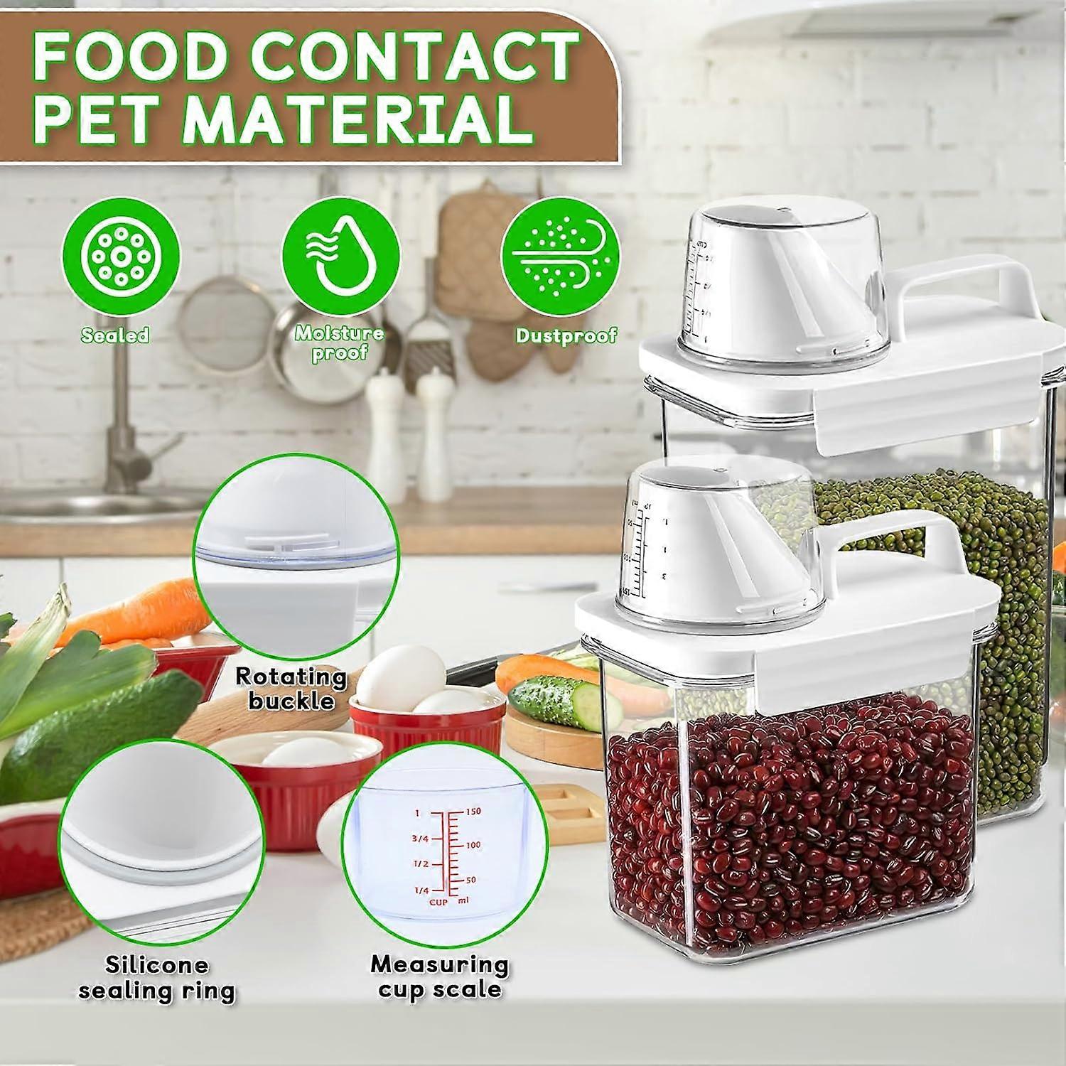 Cereal Storage Containers 1800ML With Measuring Cup MultiPurpose Rice Beans Pet Food Detergent
