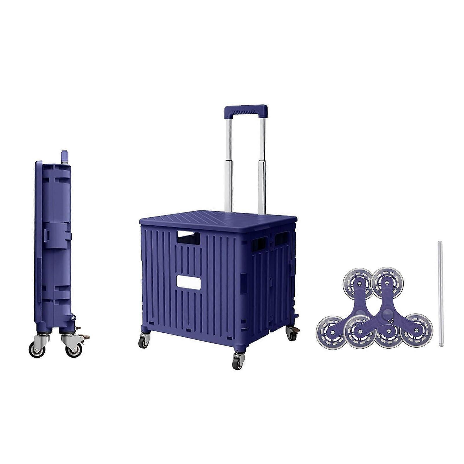 Foldable Grocery Cart With Brake Wheels & Telescopic Handle, 65L Capacity, StairFriendly Shopping Trolley