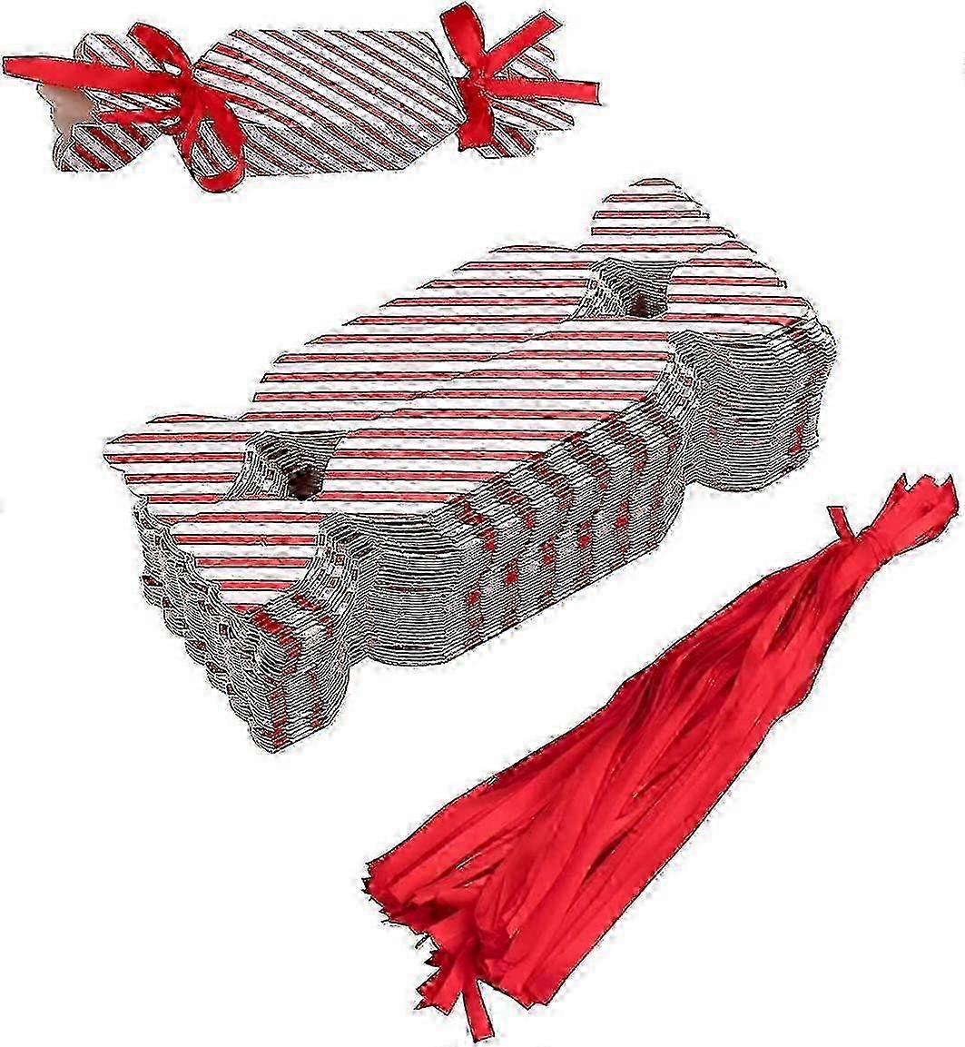 50 Pack Empty Candy Boxes with Red Ribbon