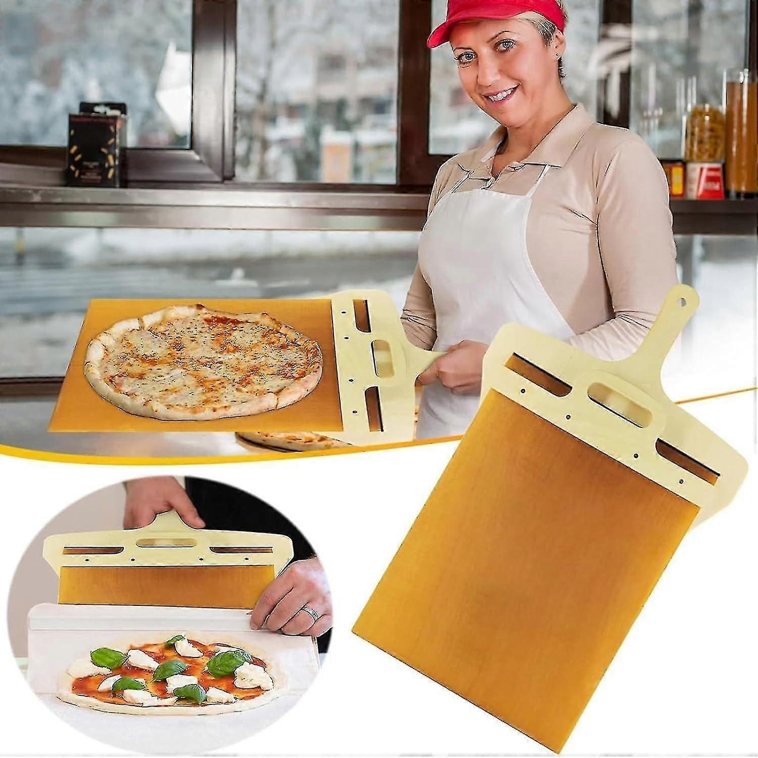 Liukuva pizzankuori tarttumaton pizzansiirtolapio kahvalla Leivintyökalu Pizzatarjotin Leivontatyökalu Keittiötarvikkeet