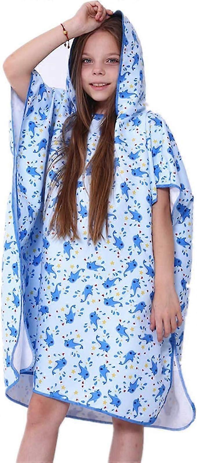 Lasten kylpyponcho, rantapyyhe, mikrokuitu, nopeasti kuivuva hupulla, suihkupyyhetyyli 1