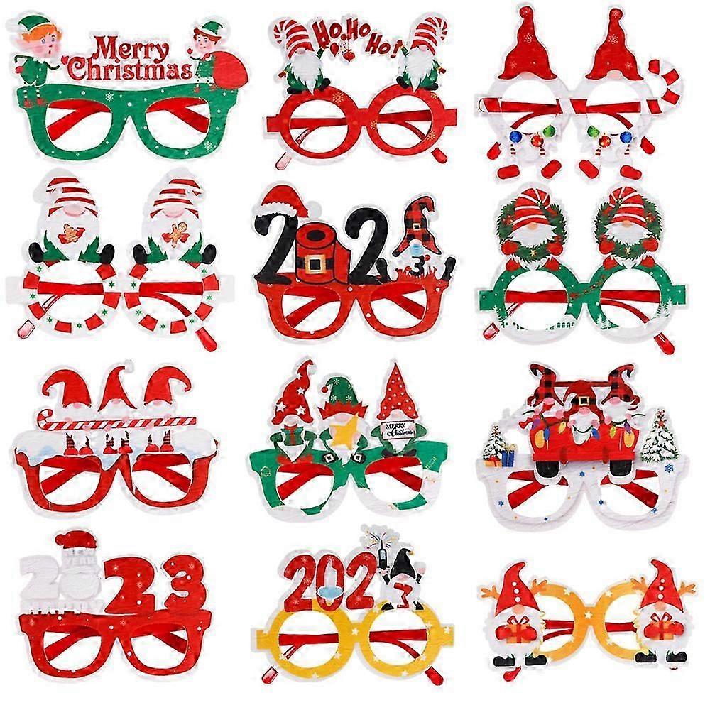 Christmas Glasses, 12pcs Christmas Party Glasses for Christmas Costume Supplies Creative Christmas Party Supplies for Kids, Women, Men