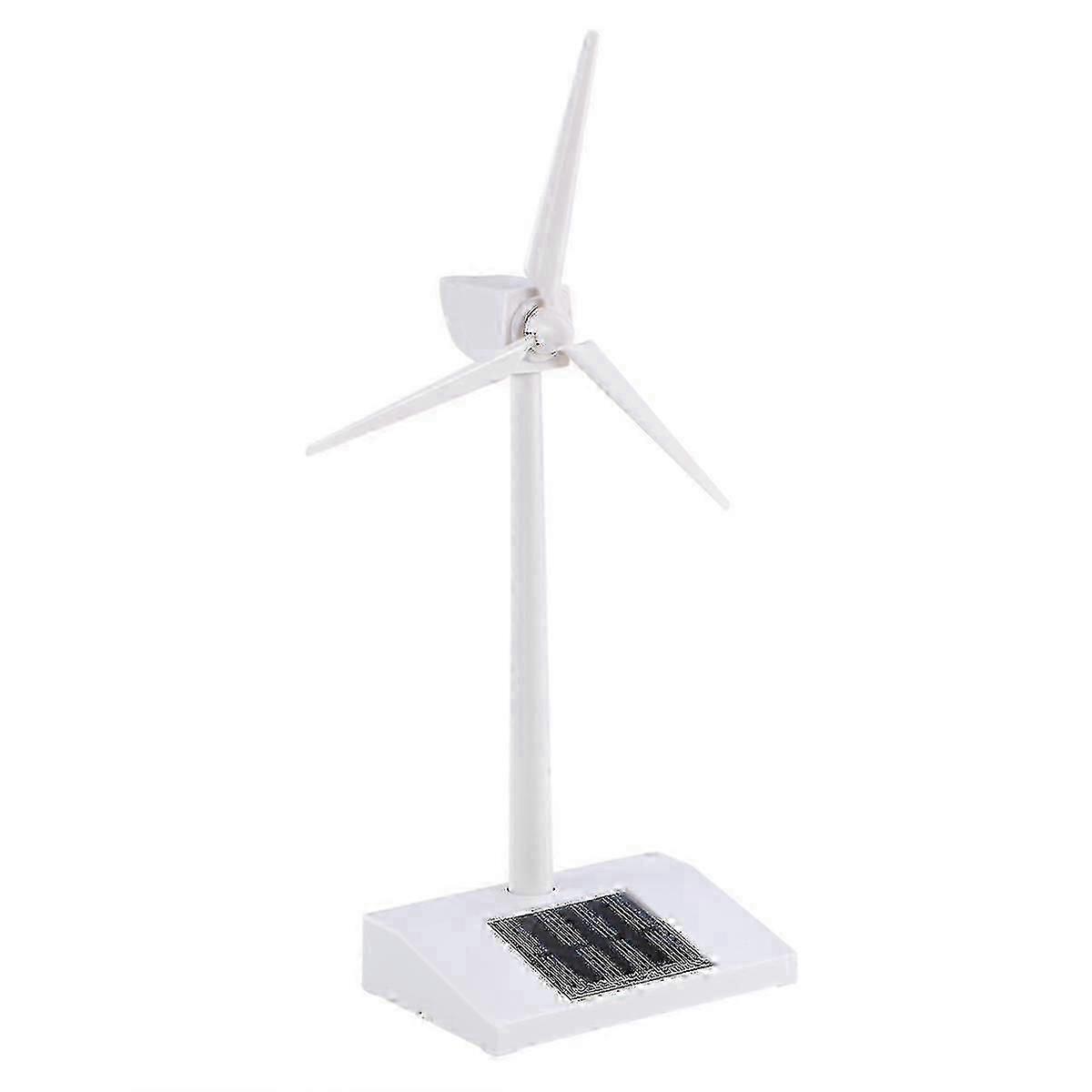 Solar Powered Desktop Wind Turbine Model, White ABS Educational Toy