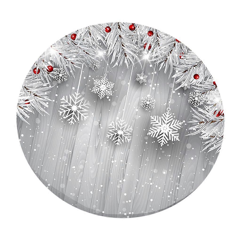 Christmas Theme Table Cover Elastic Edged Easy Clean Tablecloth Round 120cm