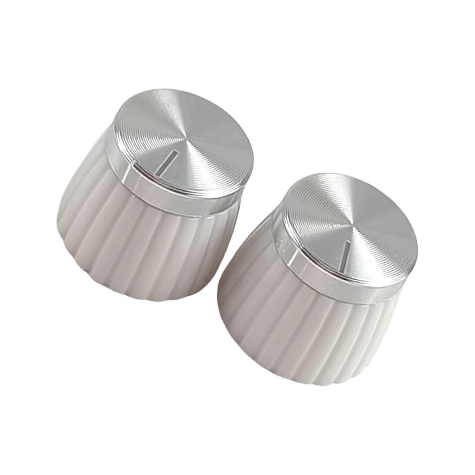 2PCS Guitar String Post Caps Precisions Machined Potentiometers Comfortable Textured Surfaces for Enhancing Playabilitys  White silver
