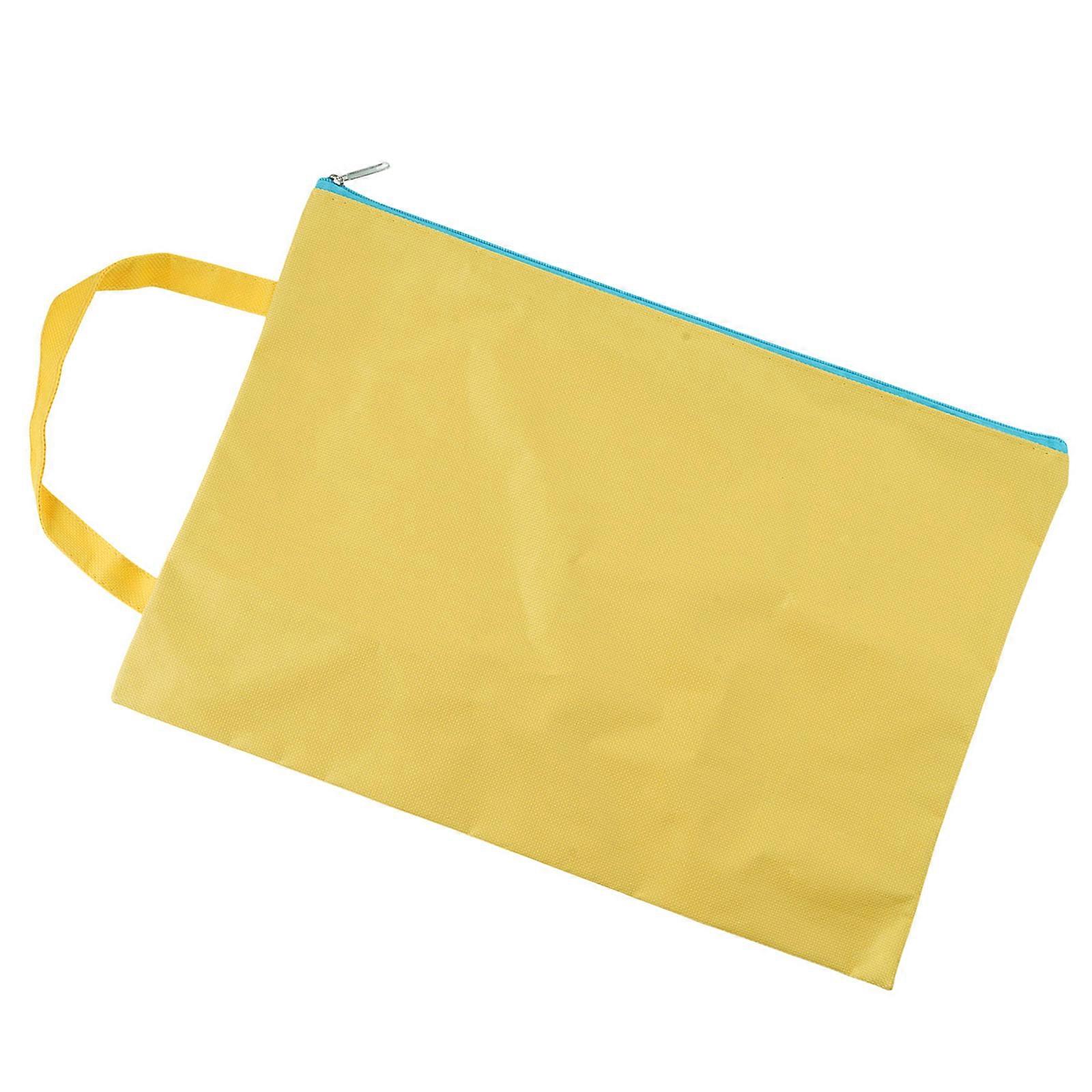 A4 Dokumentpose Filarrangør Lynlåspose Dokumentmappe Håndholdt dokumentopbevaringspose Citrongul