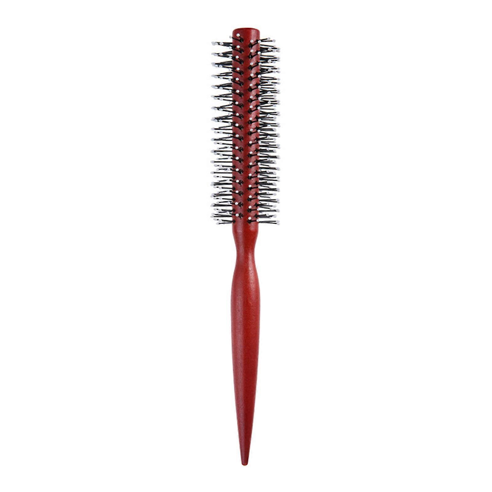 Natural Wood Boar Bristles Round Roller Brush For Voluminous Curls And Scalp Massage With Ergonomic Handle  Small