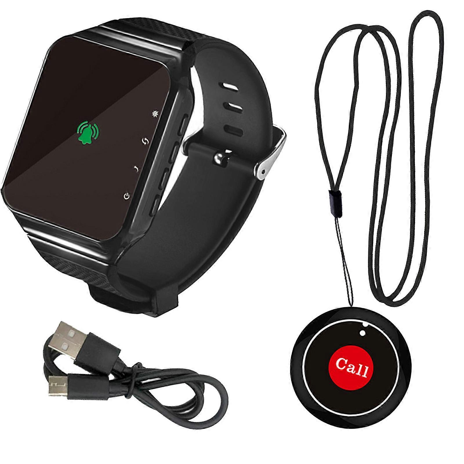 Waterproof Emergency Wrist Alarm For Elderly Caregivers Plastic Watch Receiver with LED Display Wireless Calling Pager Multicolor