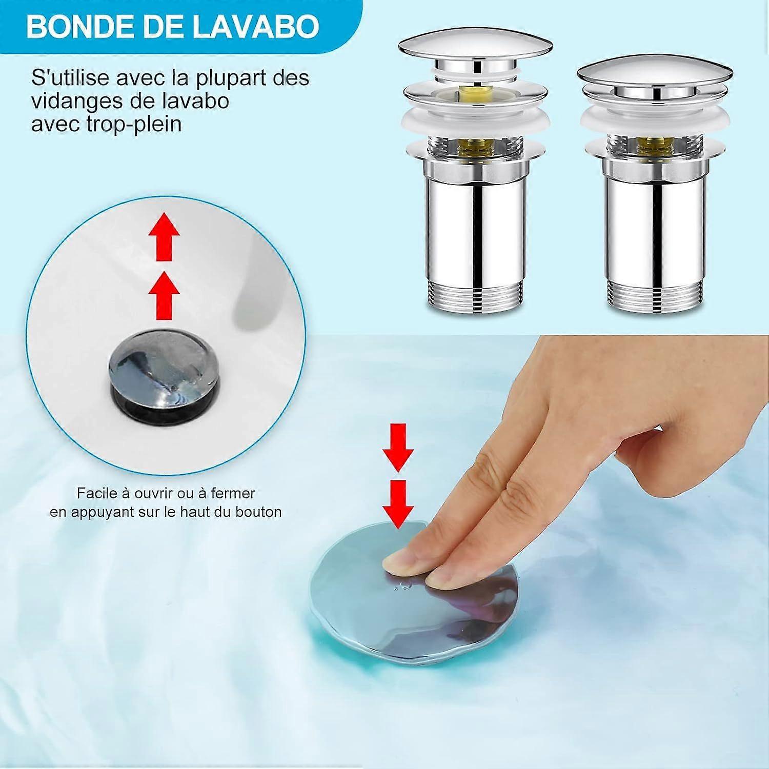 Universal Drain, Basin Drain, Waste Drain with Overflow for Kitchens, Bath, Washbasin (41-53mm Drain Hole), Sink, Pop Up