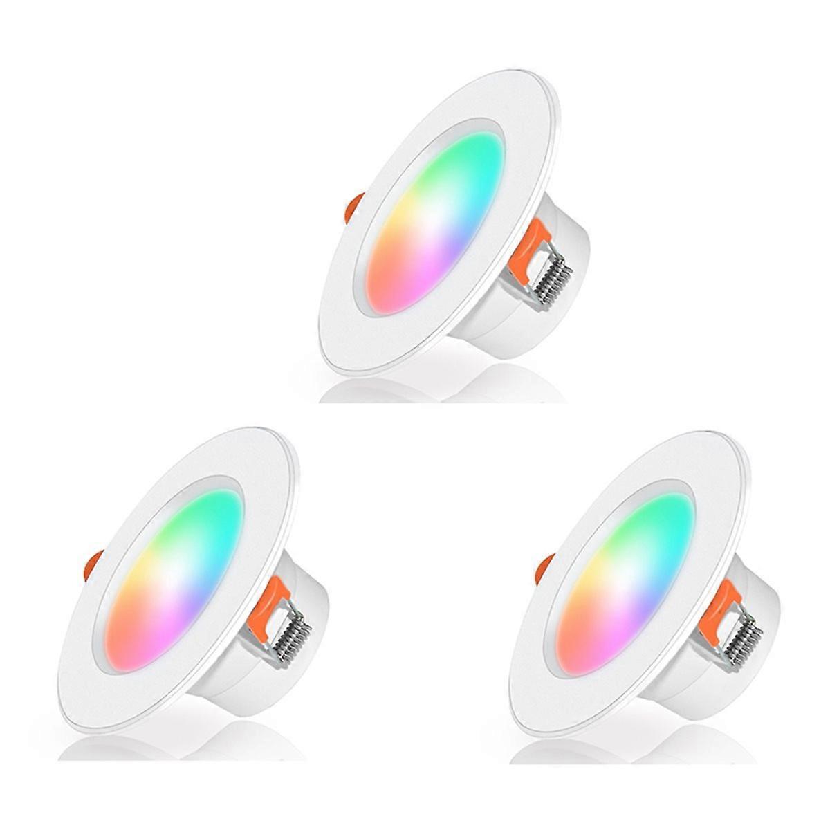 3Pcs 10W Tuya Bluetooth Smart LED Downlight LED Lamp Bulb Dimmable RGB 2.4G Remote Group Control Led
