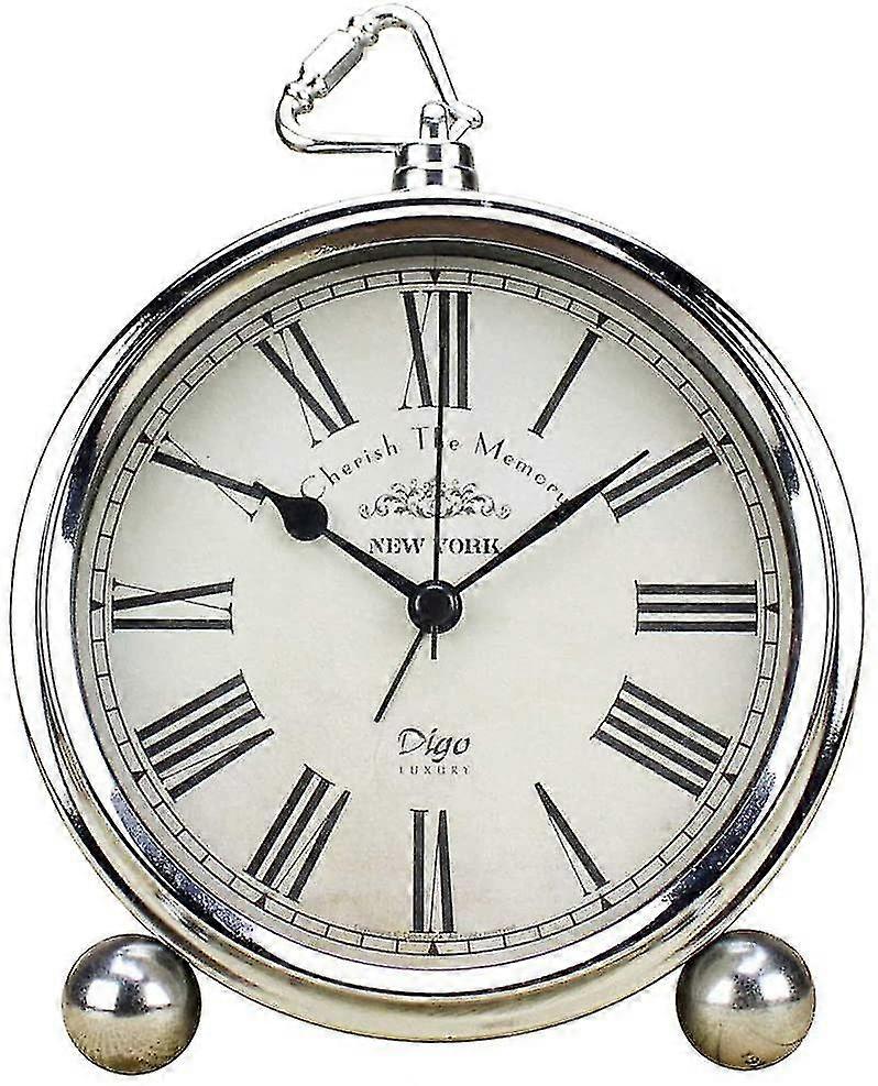 Retro Silent Alarm Clock Non-Ticking Quartz Movement HD Glass for Table or Desk