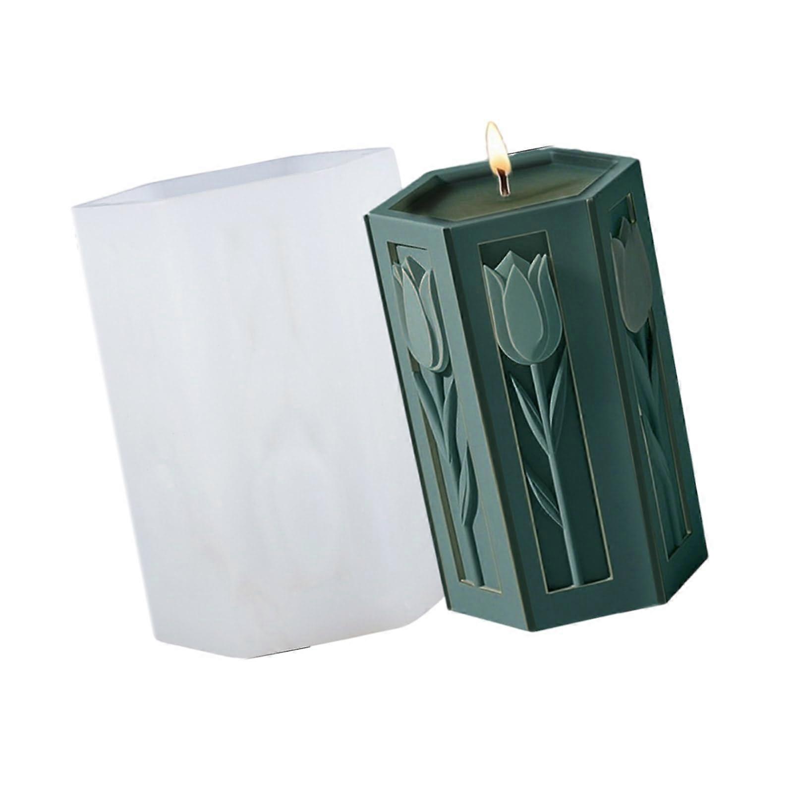 Silicone Cylinder Mold with Elegant Embossed Flower Design for Resin, Soap, Candles, and Baking