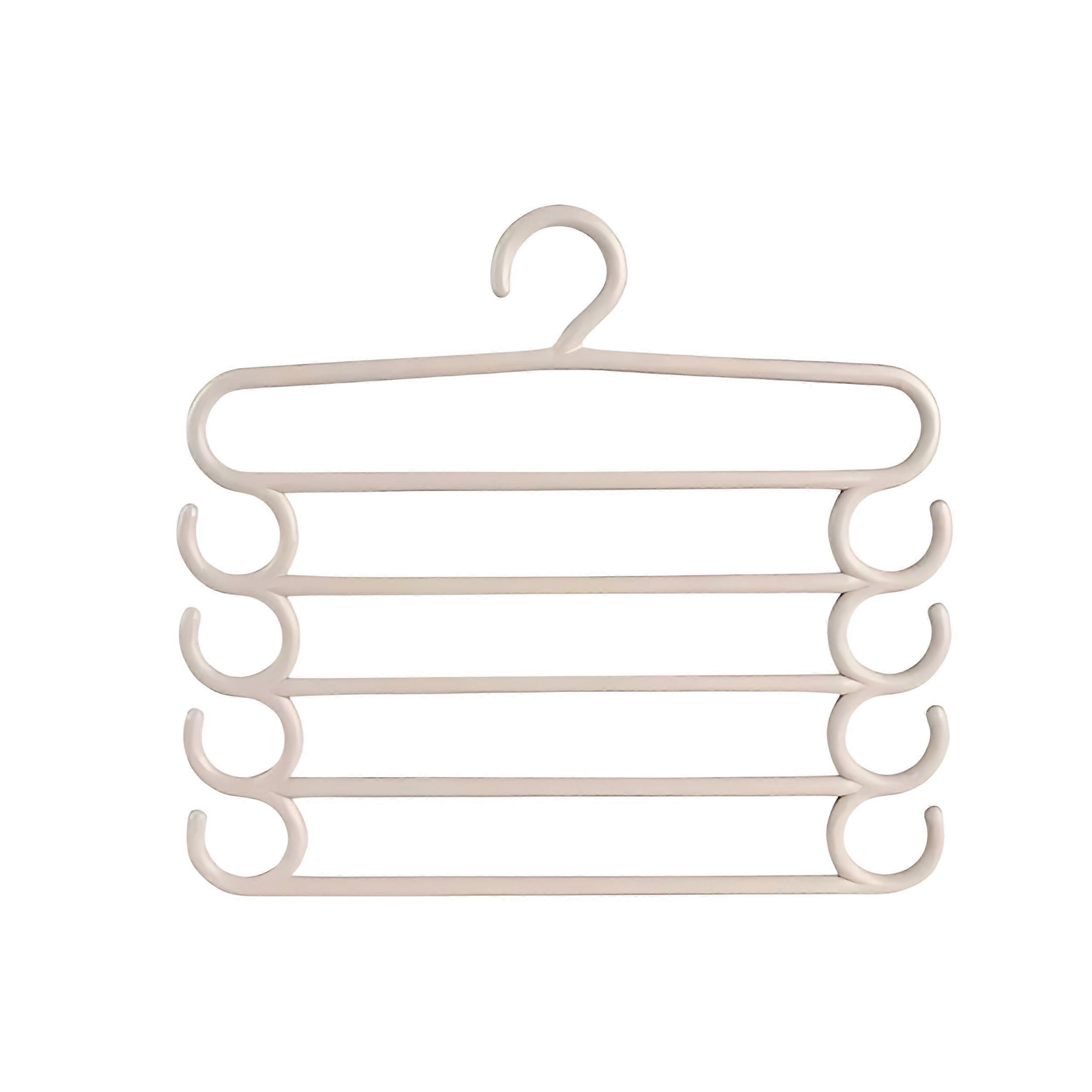 Pants Hanger Organizer with 5 Layer Rotating SpaceSaving Rack for Jeans, Trousers, Scarves, Skirts – Rice White