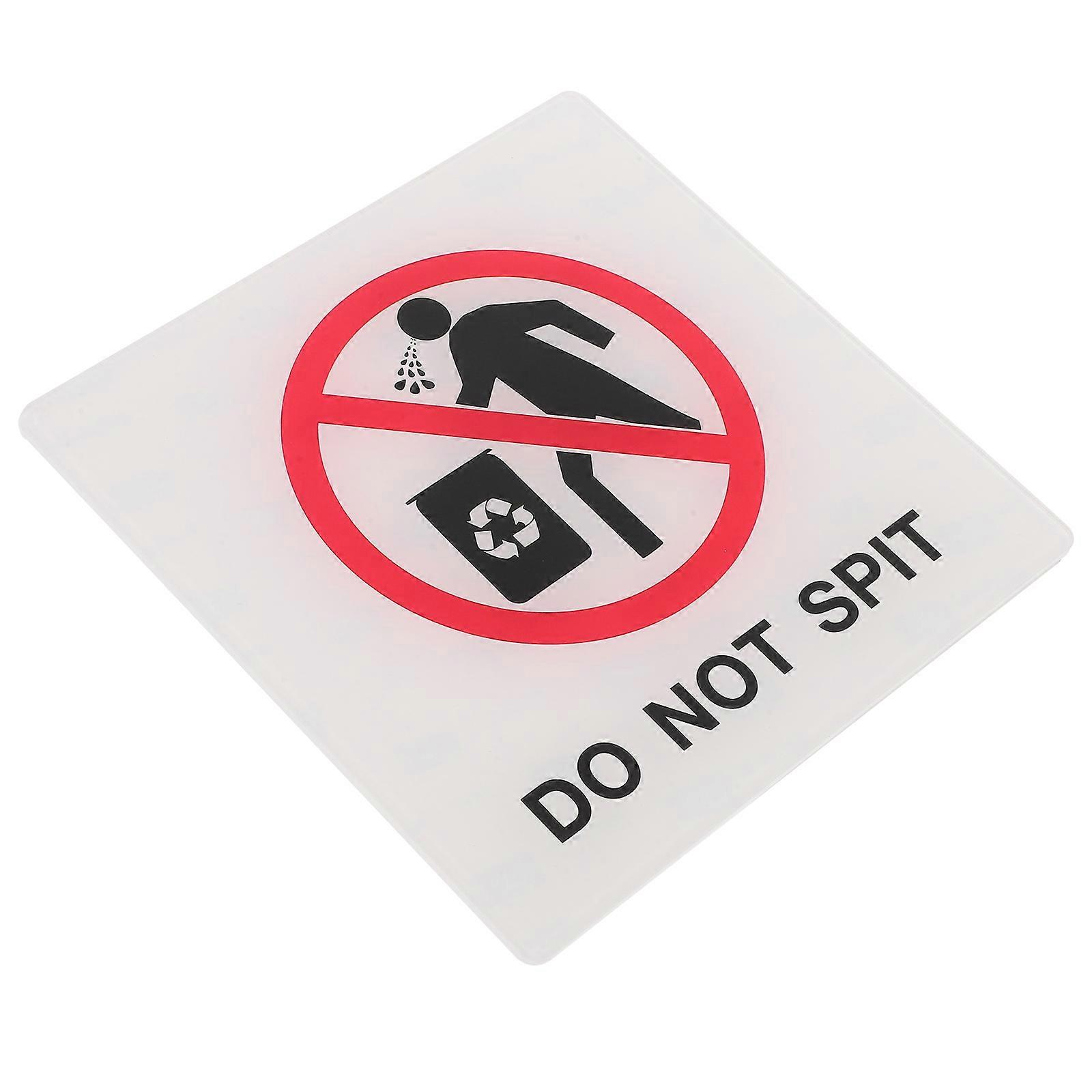 Acrylic Do Not Spit Sign Sticker for Office and Store 2Pcs Multicolor