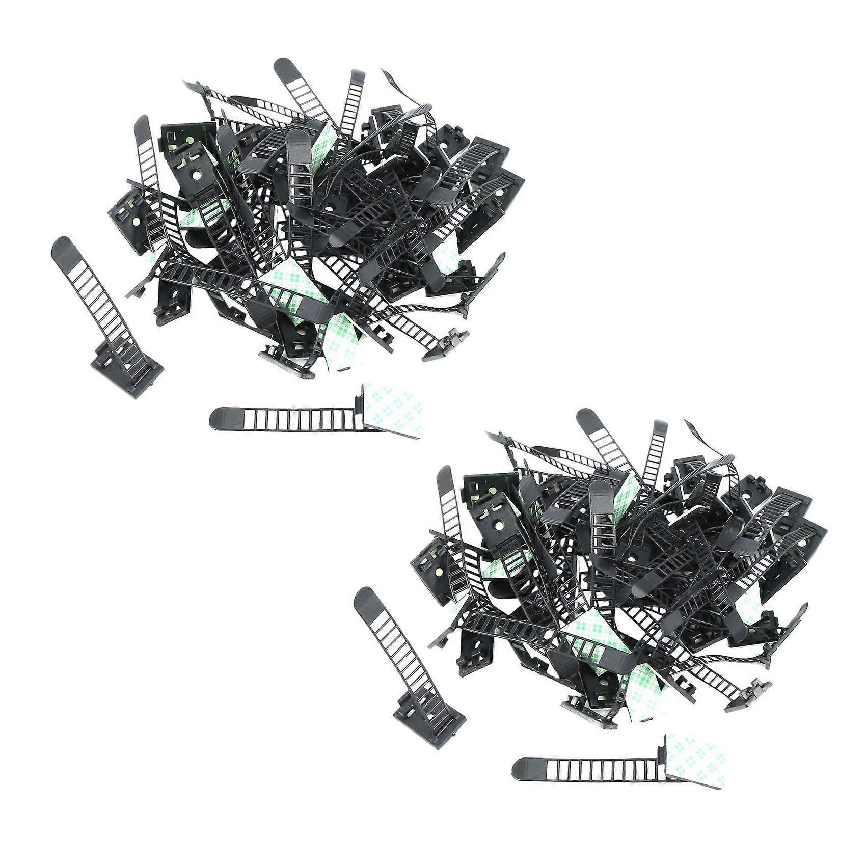 100Pcs 2 Sizes Adjustable Self-Adhesive Nylon Cable Straps Cable Ties Cord Clamp for wire management, Large and Small