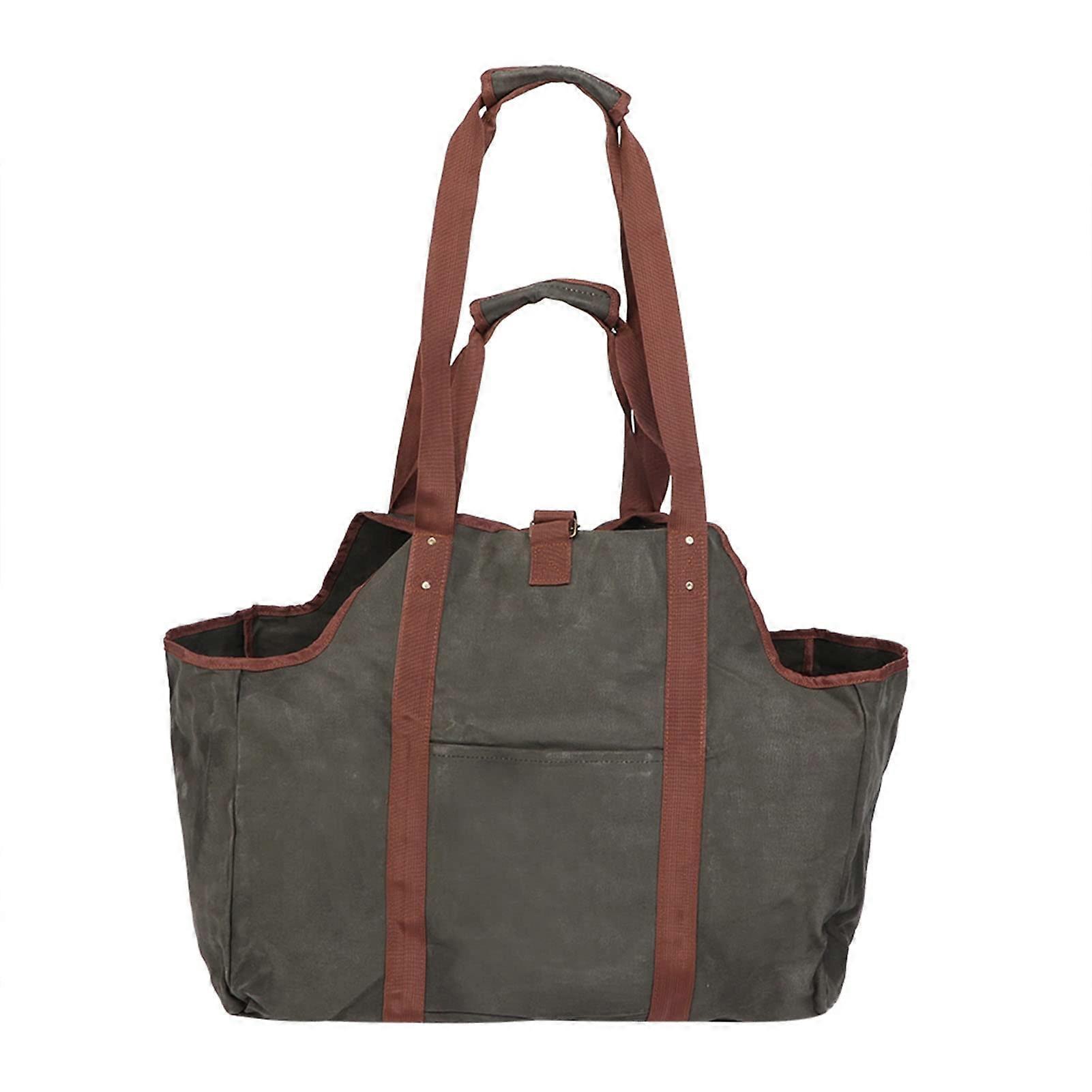 Firewood Log Carrier Waxed Canvas Tote Bag with Ergonomic Handles for Indoor and Outdoor Use