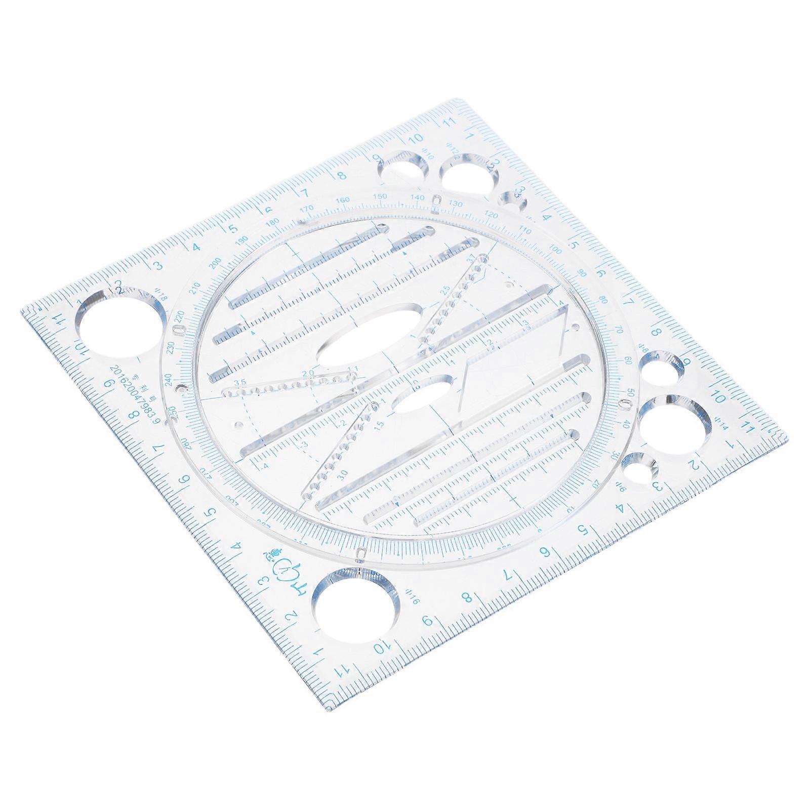 Geometric Drawing Template Circle Stencil Plastic Ruler for Measuring Use