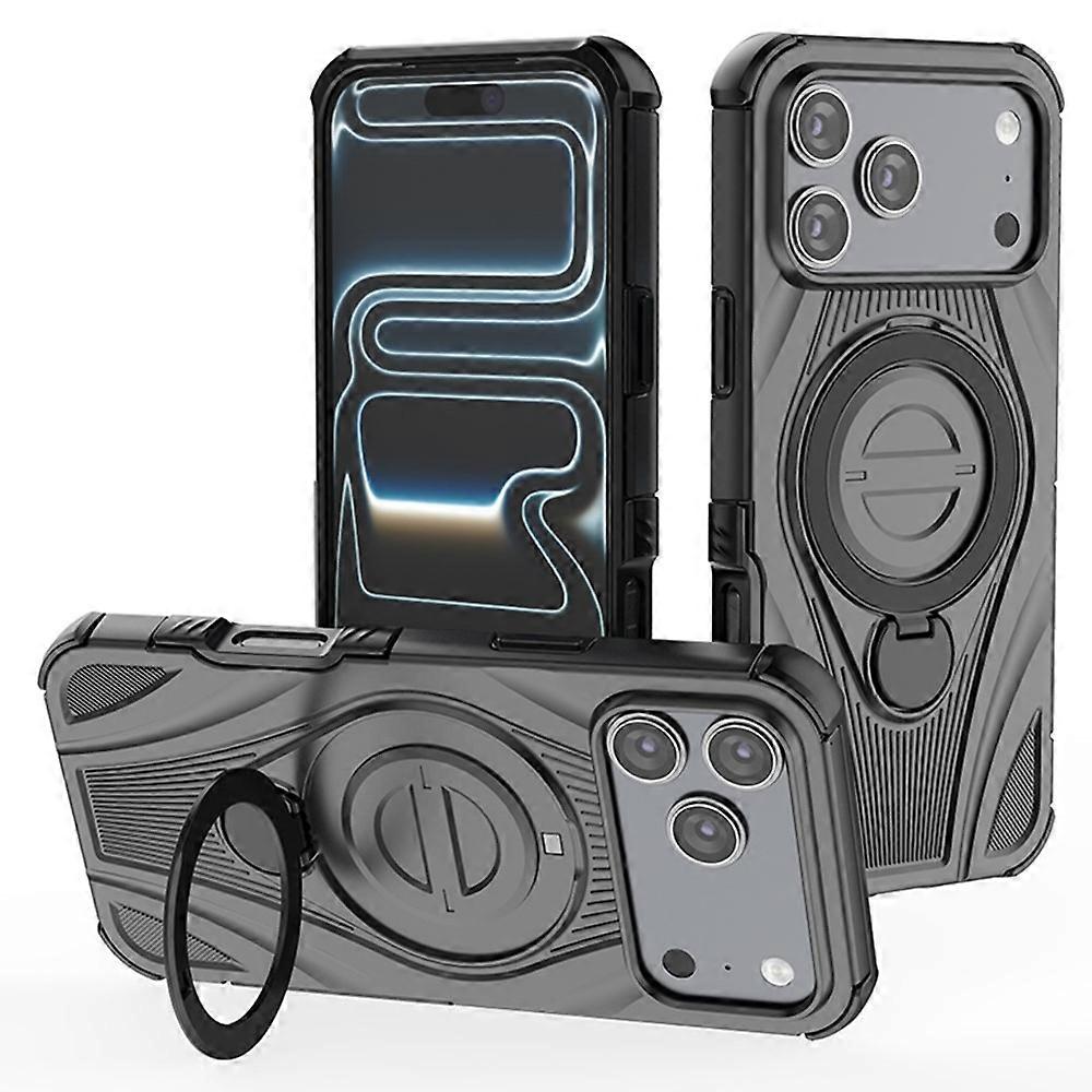 Compatible For iPhone 17 Pro Max Magnetic Case Rotating Kickstand TPU PC Shockproof Phone Back Cover