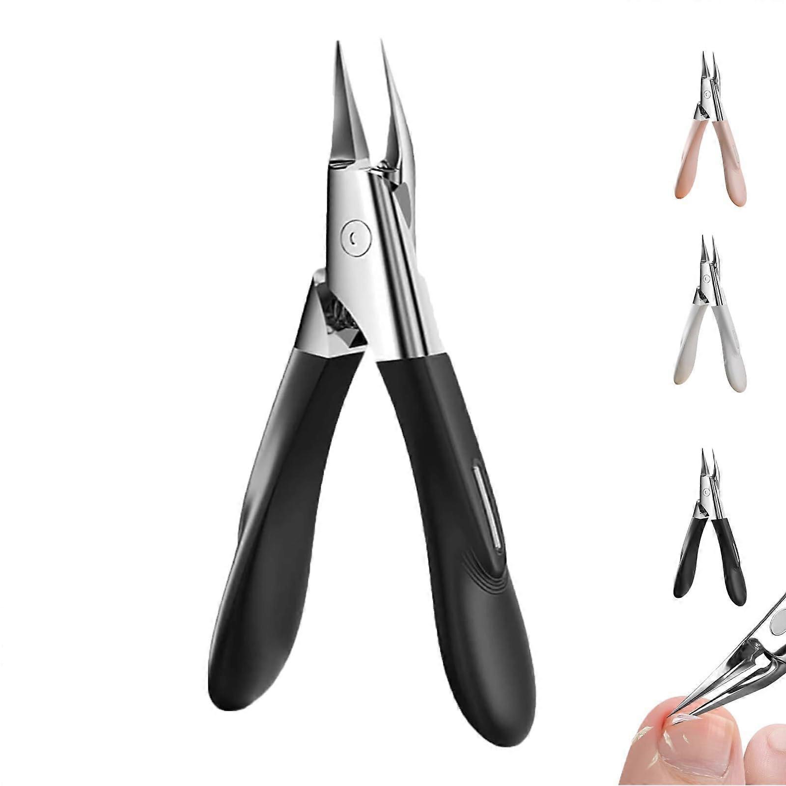 Ingrown Toenail Clippers for Thick Nails with UltraThin Sharp Blades and NonSlip Grip Black