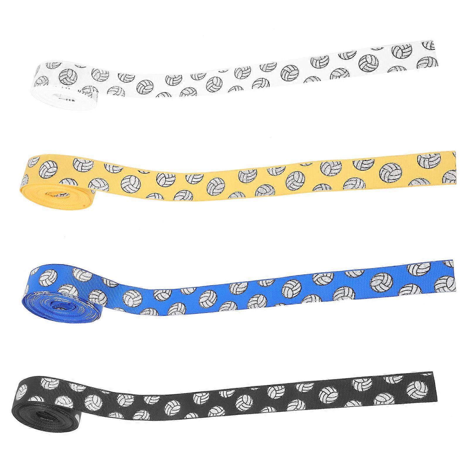 Volleyball Ribbon for Crafts Polyester Material 4 Rolls Assorted Colors