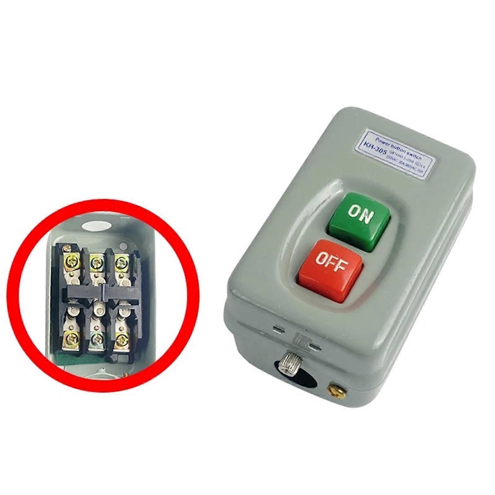 Onoff 3P 30A/250V 20A/380V Transfer Push Button Switch Control Box KH305, Electrical Start Switch, 1Pcs