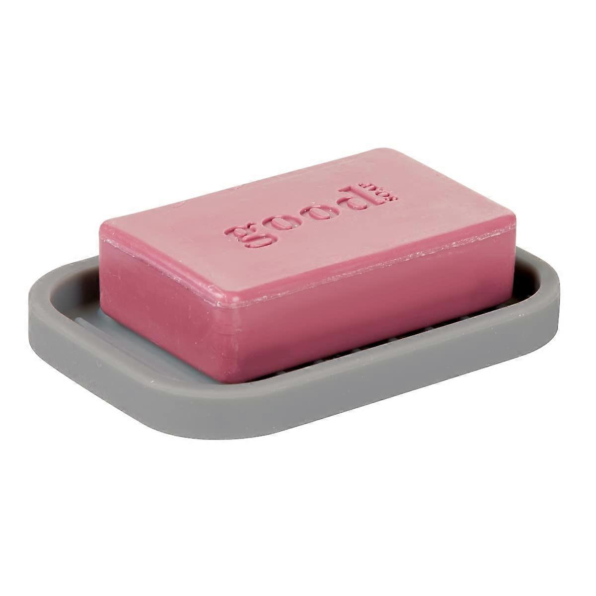 Silicone Soap Dish, Soap Saver, and Kitchen Sponge Holder, Rectangular, 5" x 3.5" x 5", Gray-14306