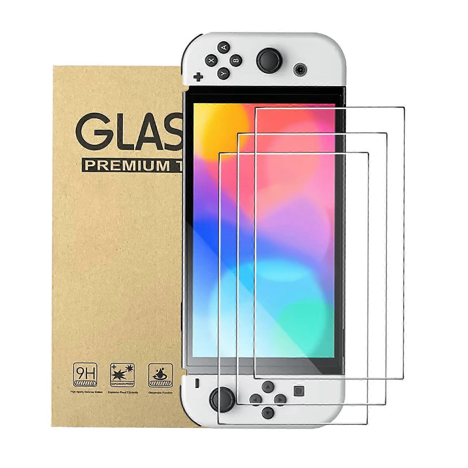 3 Pack 7 Inch 9H Tempered Glass Screen Protector for Nintendo Switch OLED, HD Clear AntiScratch Bubble