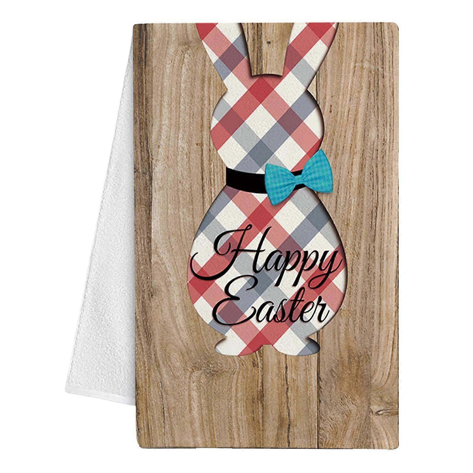 Dish Cleaning Cloth Highly Absorbent Wear Resistant Super Soft Exquisite Pattern Machine Washable Microfiber Easter Egg Bunny Printing Dish Rag Kitche