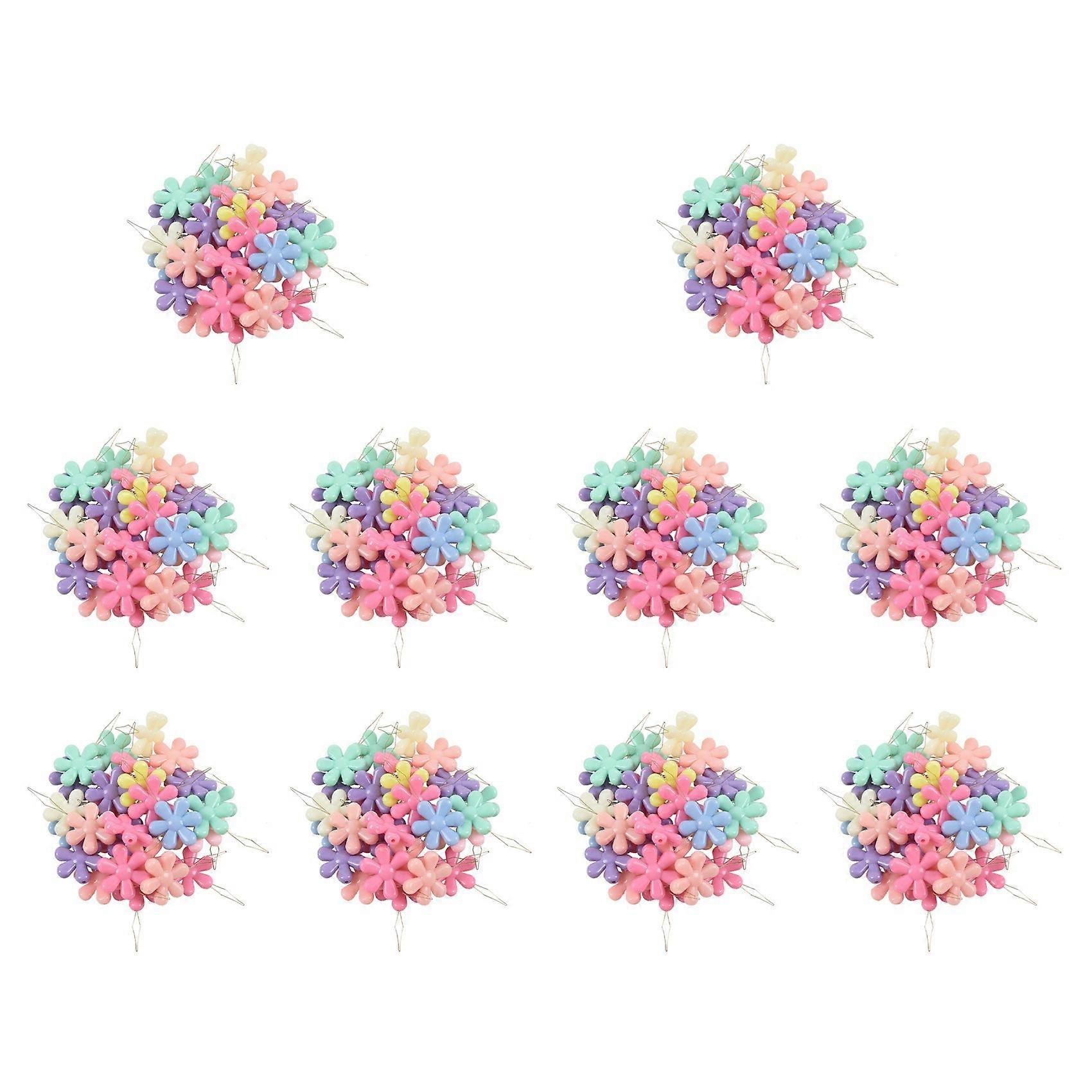 300pcs Random Color Plastic+Metal Flower Head Wire Loop DIY Needle Threader Stitch Insertion Hand Machine Sewing Tool