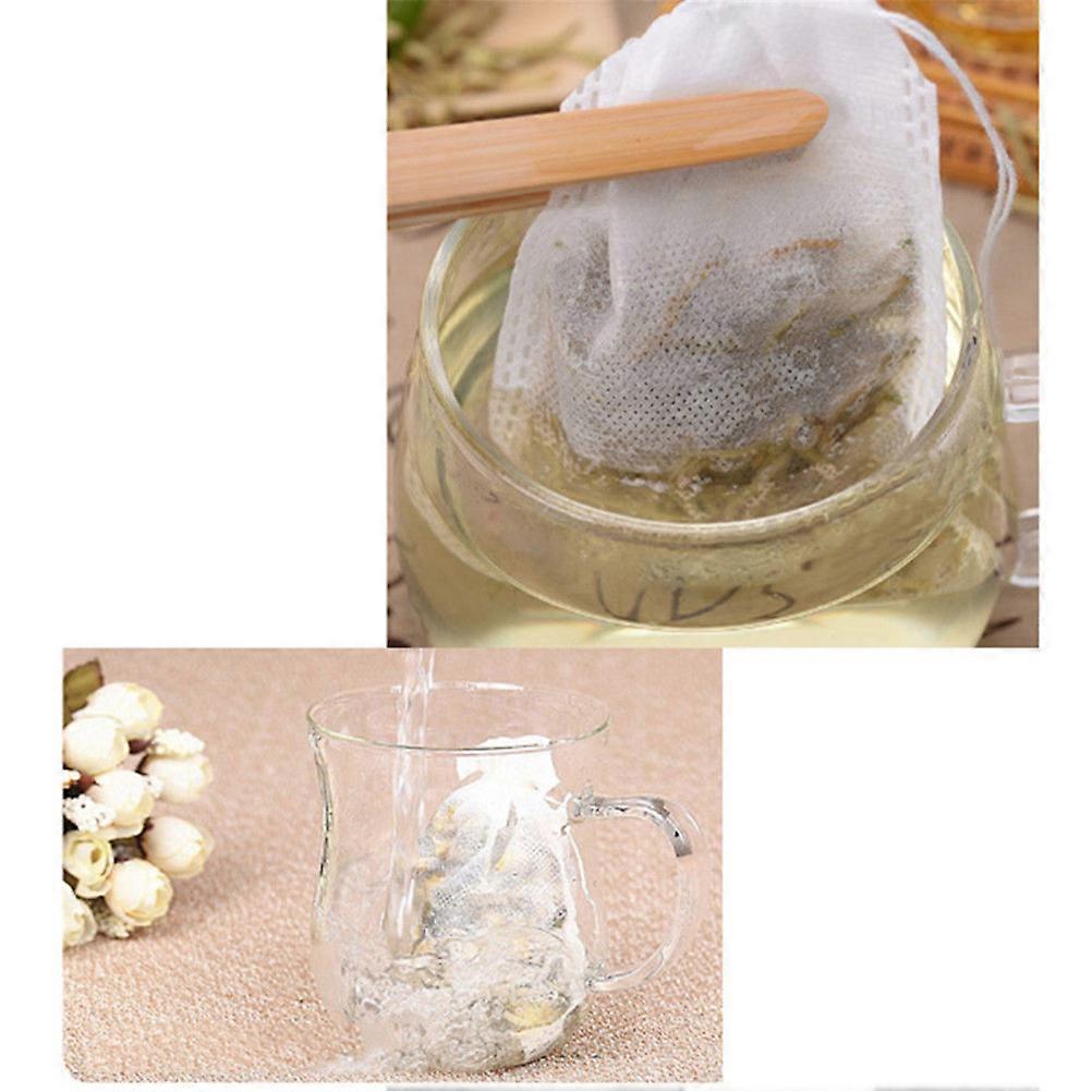 Empty Bag for Loose Leaf Tea Non-Woven Drawstring Filter 100Pcs White