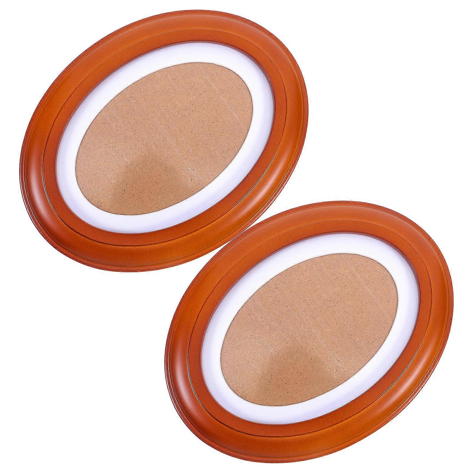 Oval Picture Frames Brown 8Pcs for Wall Hanging Photo Display