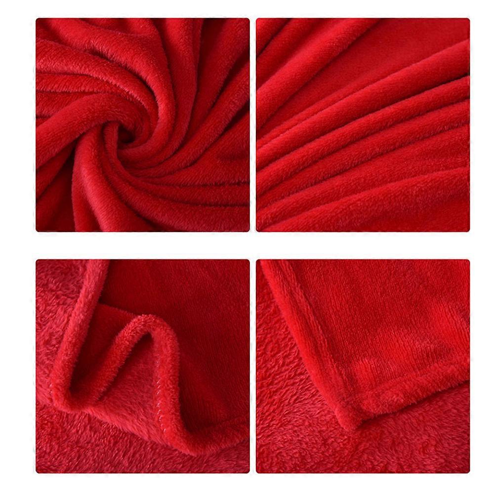 Thick Blanket Flannel Fleece Blanket for Keeping Warm Red