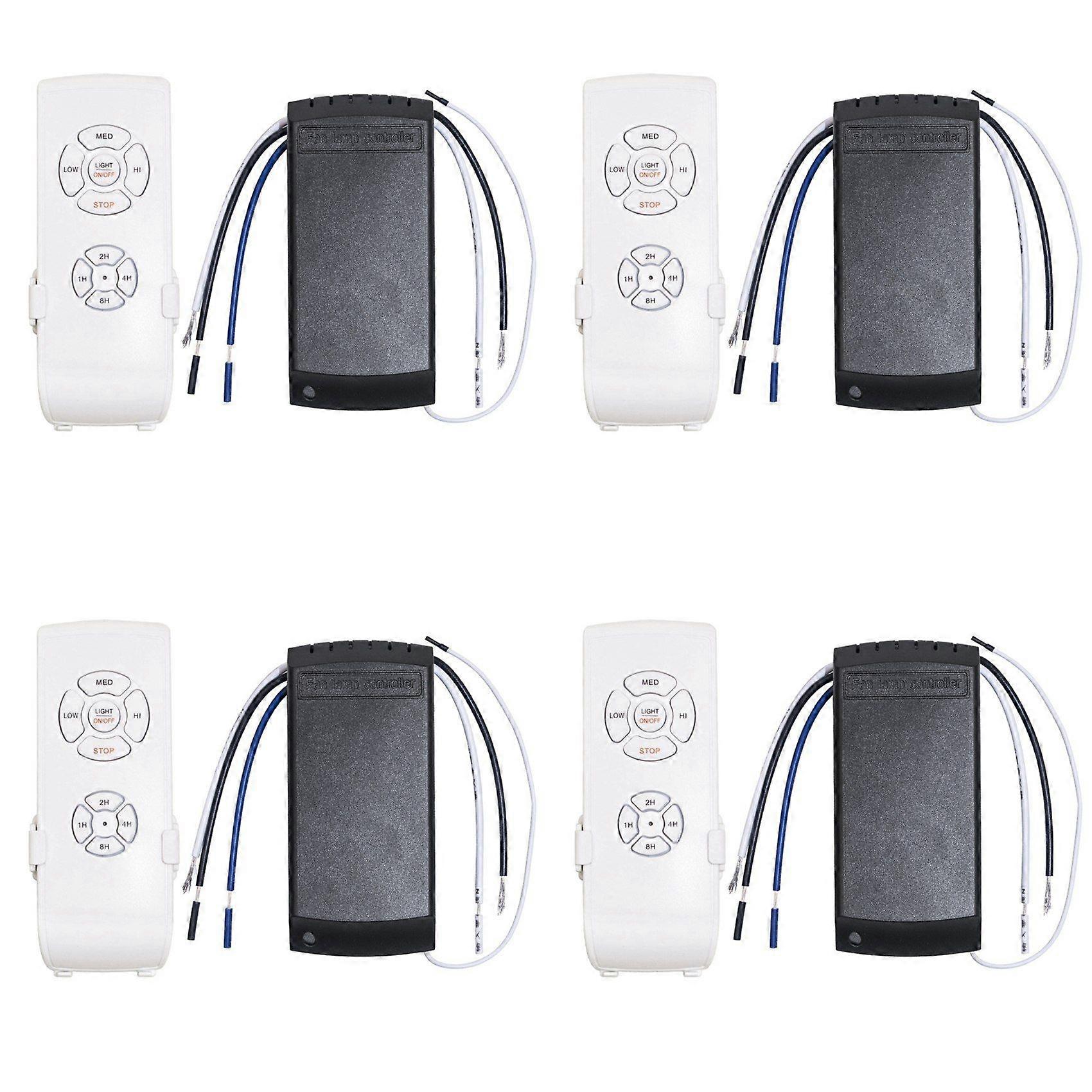 4X Universal Ceiling Fan Lamp Remote Control Kit Adjusted Wind Speed Transmitter Receiver Timing Control Switch 220V