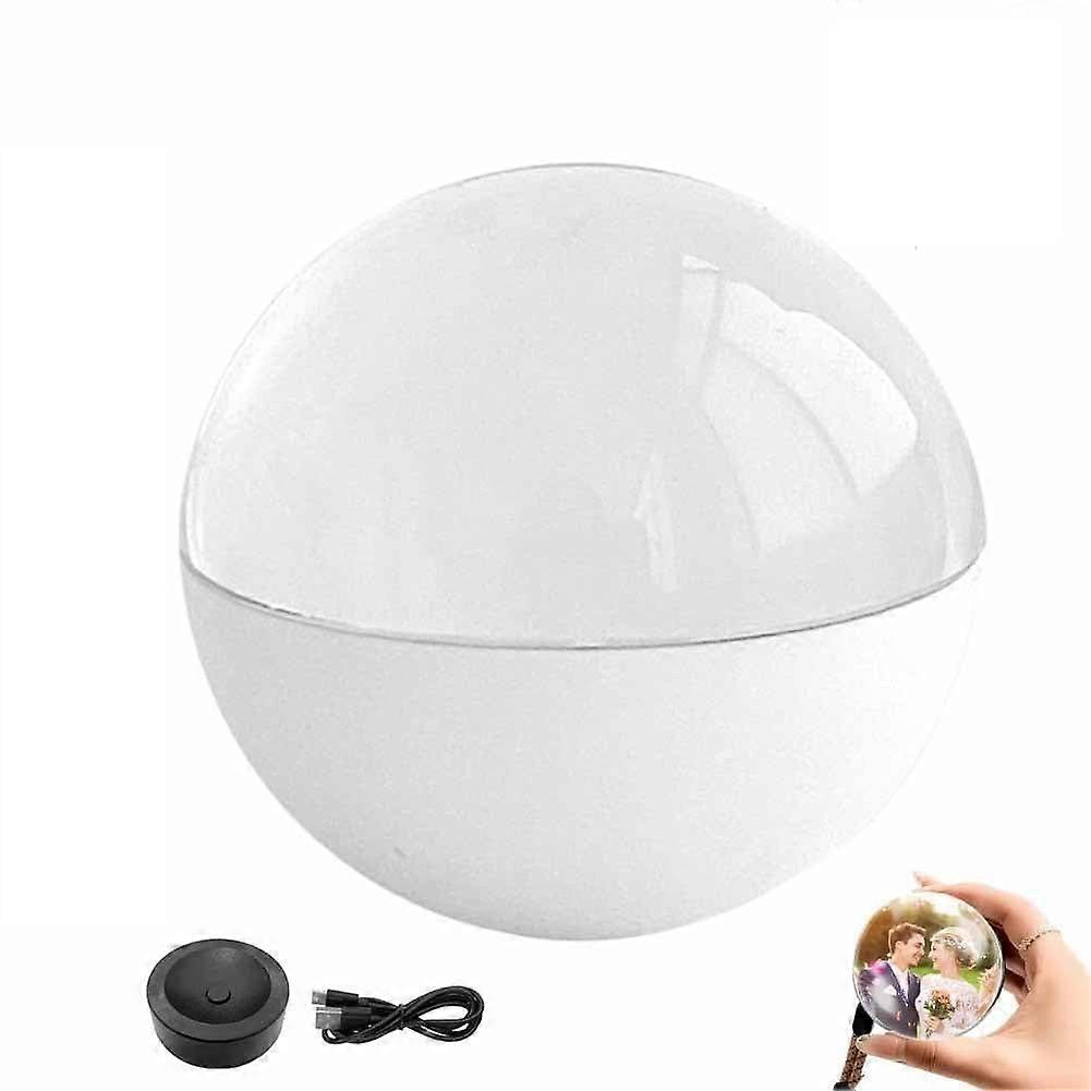 WiFi Digital Photo Video Display Electronic Crystal Ball with 3D Floating Visual Playback White