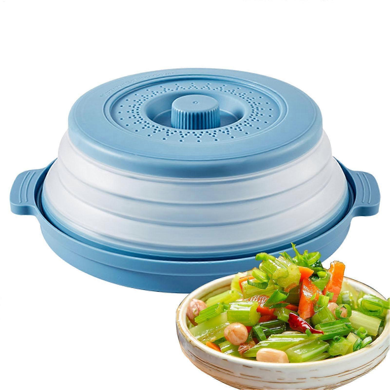 Microwave Splatter Cover with Handle, Foldable Food Tray for Steaming, Baking and Kitchen Use