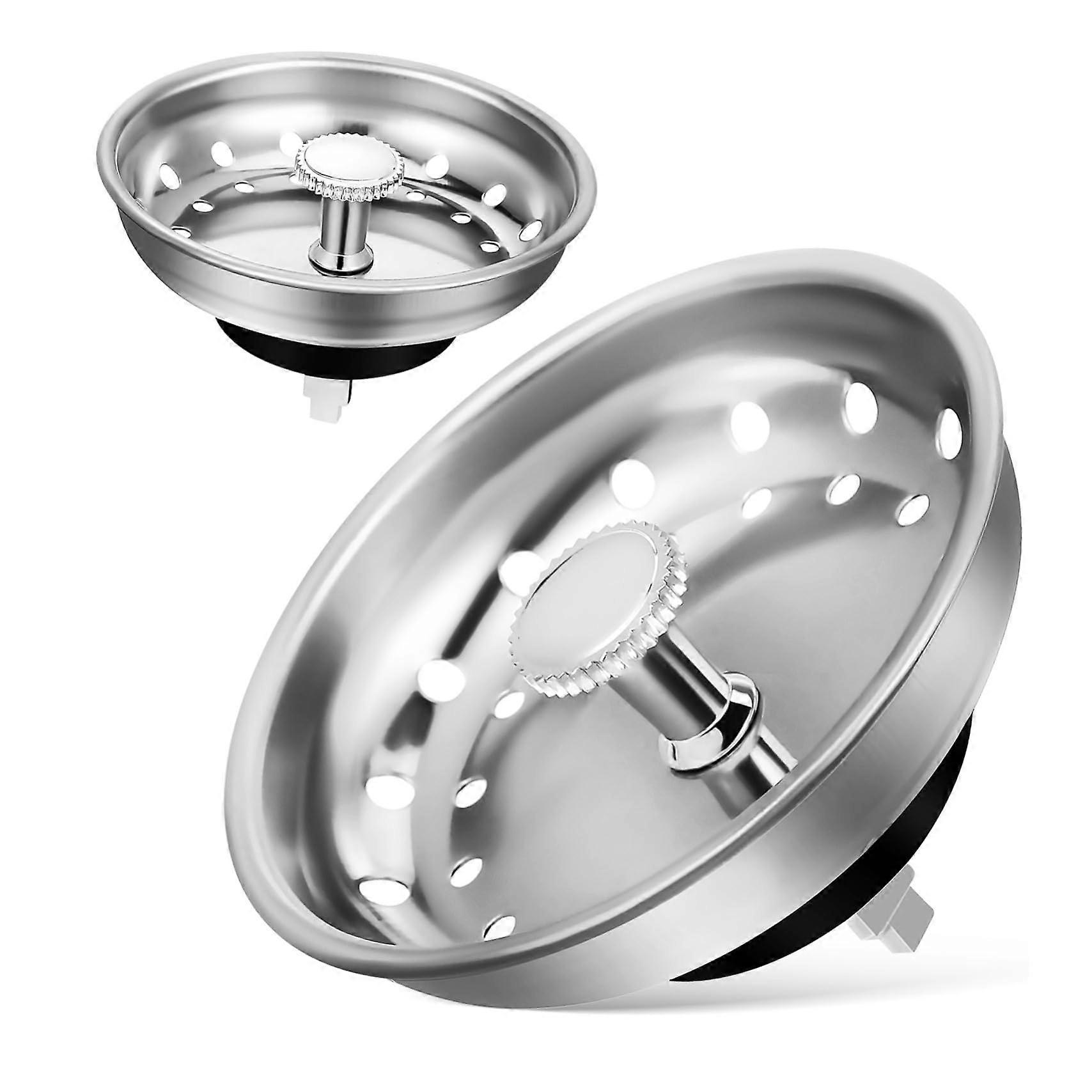 2pcs Kitchen Sink Strainer with Stopper Dual Function Metal Drain Filter Basket for Standard Drains