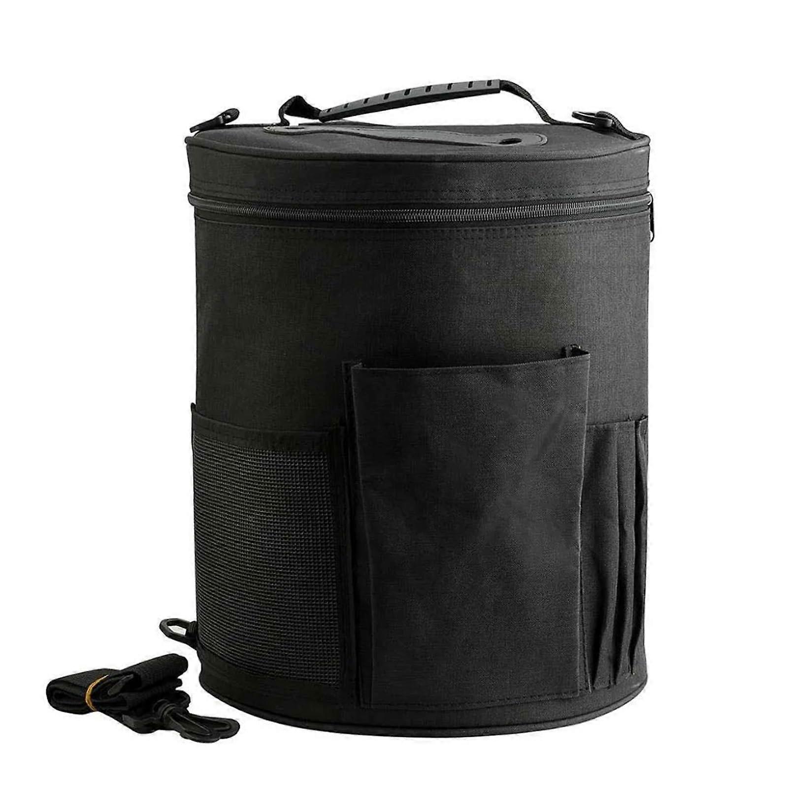 Large Knitting Storage Bag with Multiple Compartments for Yarn, Needles and Crochet Hooks, Black