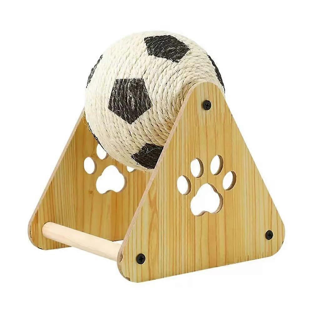 Wooden Cat Scratching Post with Ball Toy, Stable Triangular Cat Climbing Frame for Claw Grinding