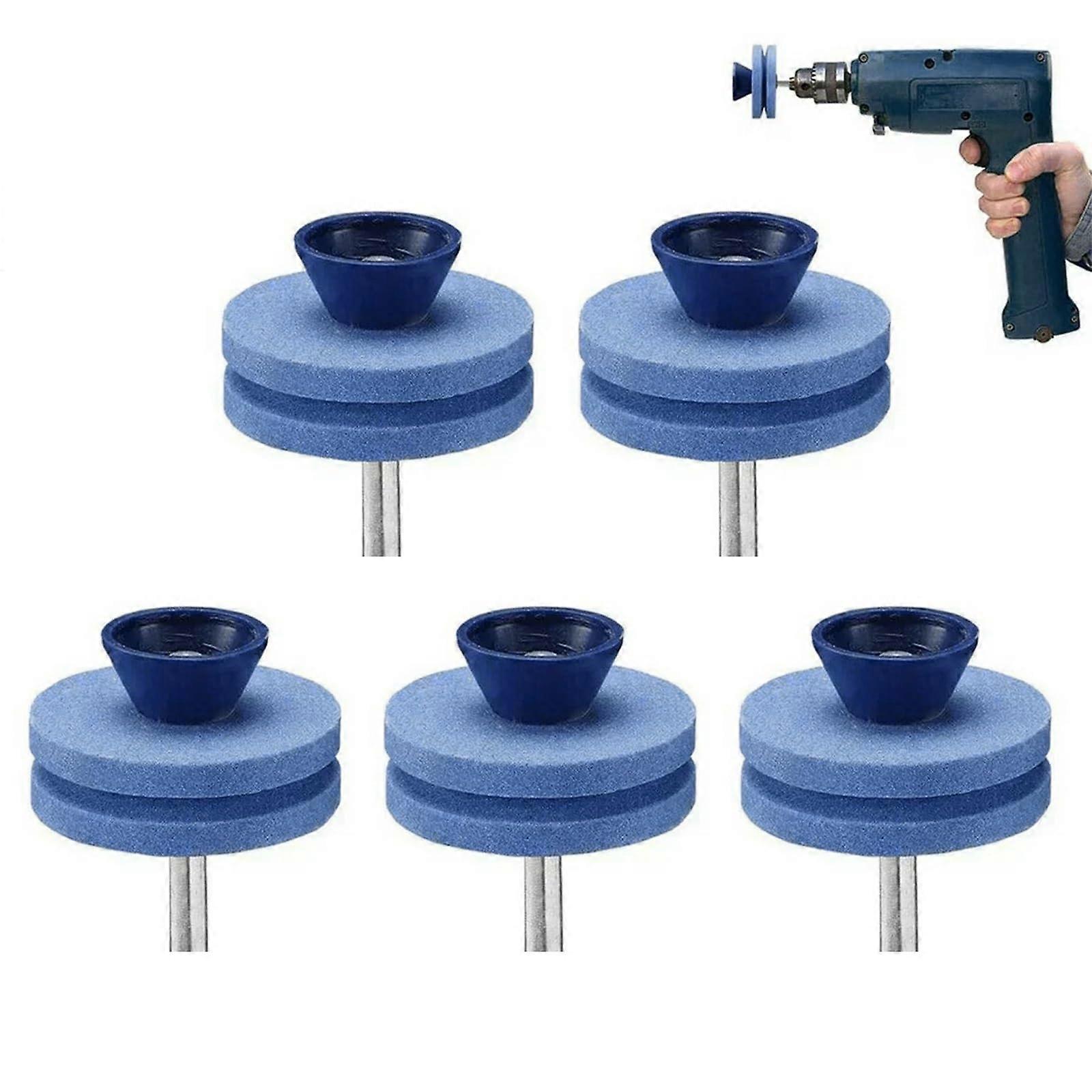 5 Pack Lawn Mower Blade Sharpener for Drill, Double Layer Corundum, Fast Sharpening and Durable